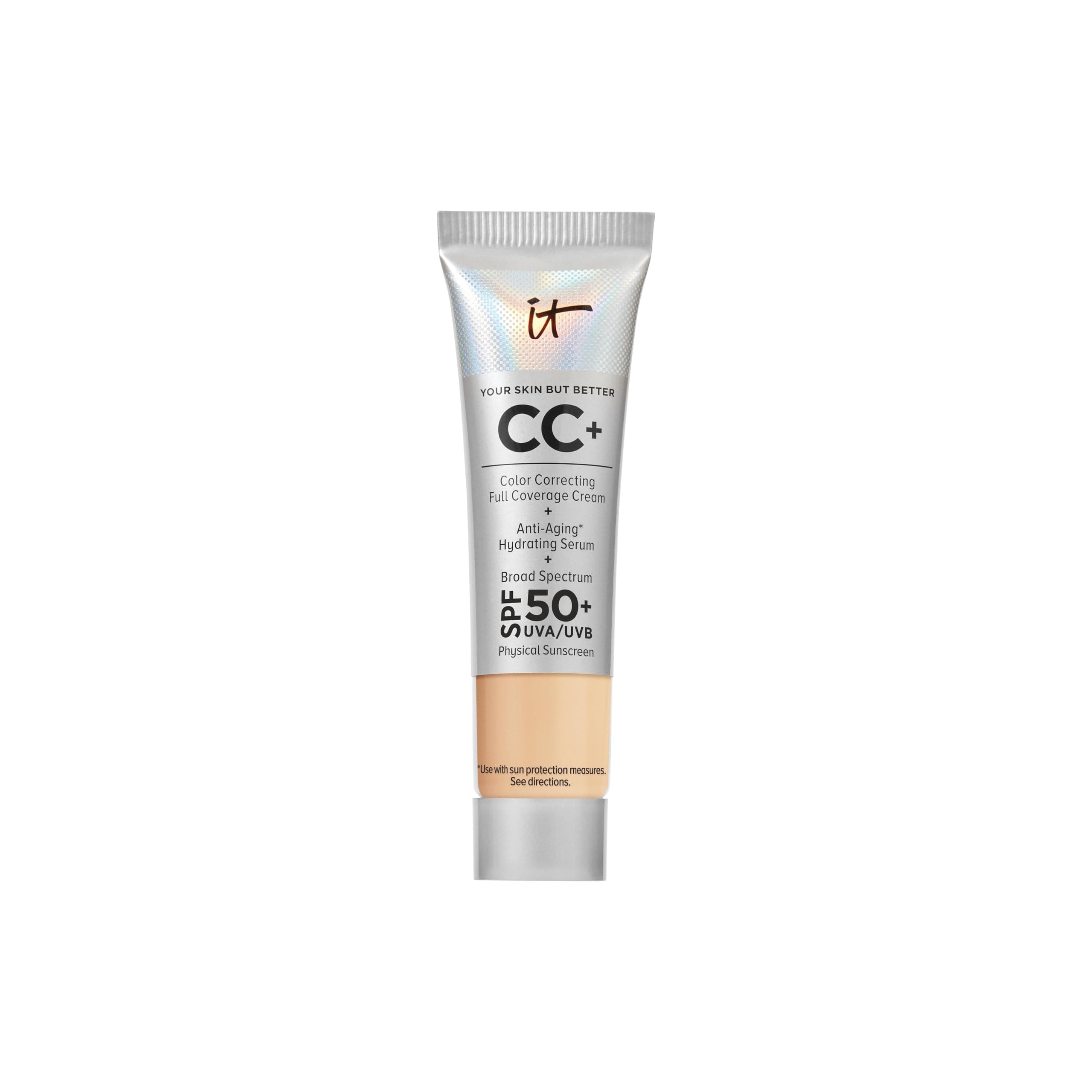 IT Cosmetics Your Skin But Better CC Cream LSF 50+, Hochpigmentierte Mehrzweck-Creme mit LSF 50, Getönte Anti-Aging-Tagescreme, Foundation, Concealer & Pflege in einem