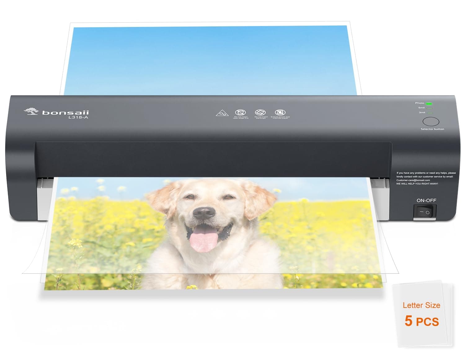 Bonsaii Plastificatrice A3, protezione da inceppamenti, sistema di controllo della temperatura NTC, 80-125 micron, plastificazione veloce, plastificatrice per scuola, ufficio e casa (L318-A)