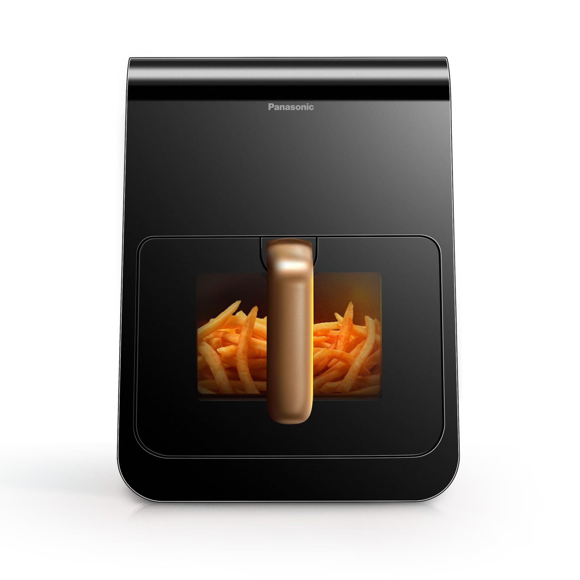 Panasonic NF-CC600AXE Friggitrice ad Aria con Finestra trasparente resistente, 6L, 80-200°C, Timer Digitale e LCD, Vapore Delicato, 11 Programmi, Facile Pulizia, Maniglia Nero/Blu Scuro e Oro Rosa