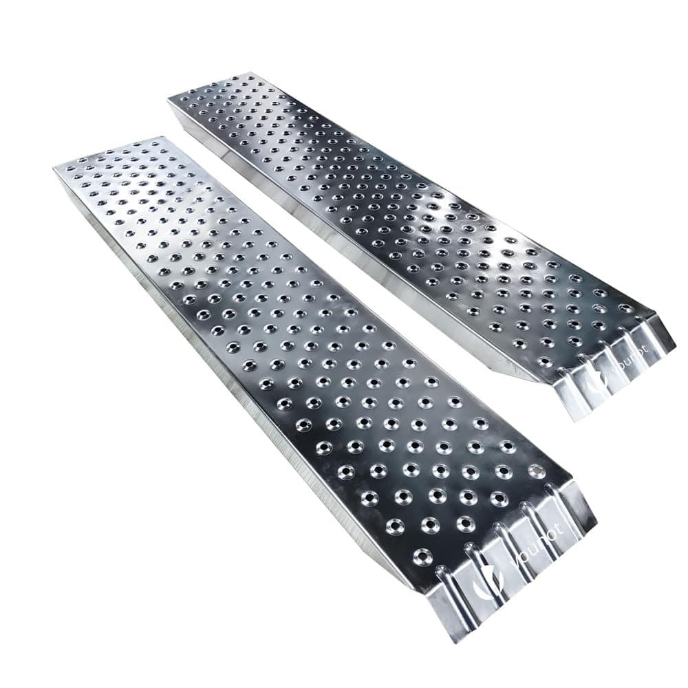 vounot® 2 x Rampe de Chargement 400kg Max Rampes Moto Tracteur remorque et Rampe d’accès Résistant et Pratique Taille 135cm x 23x 5 cm - Argent