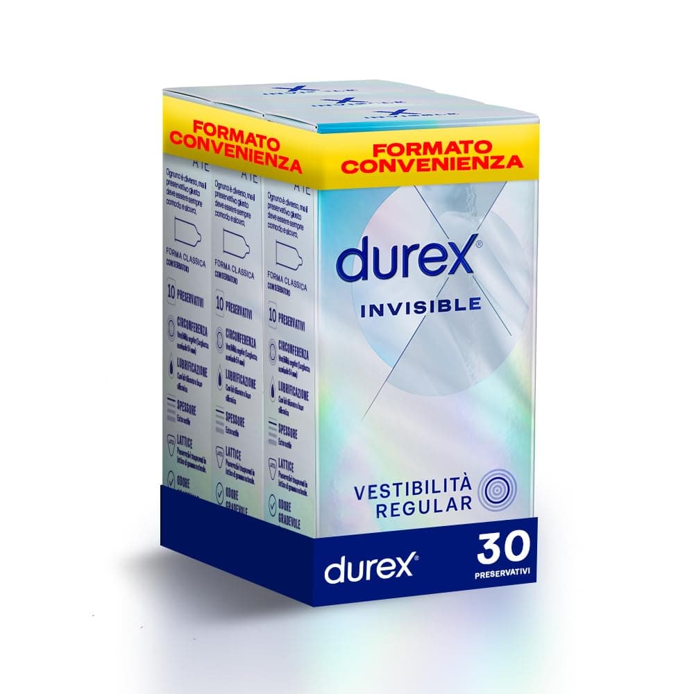 Durex Invisible, Preservativi Ultra Sottili, 30 Profilattici