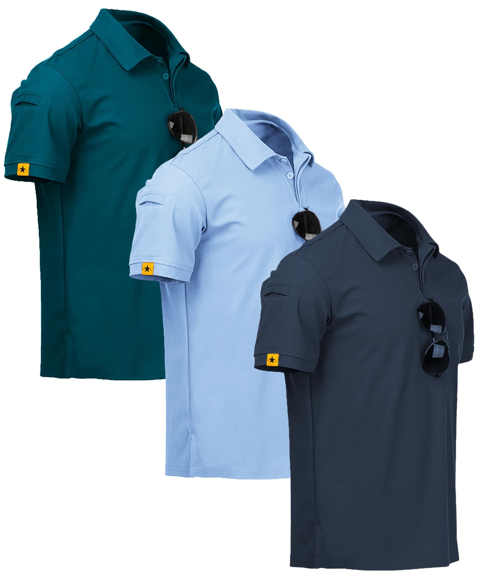 ZITY 3 Pack Polo Hombre Manga Corta Secado Rápido Transpirable Camiseta Hombre Polo Verano Casual Sport Camisa Regular Fit Golf Polo Shirts
