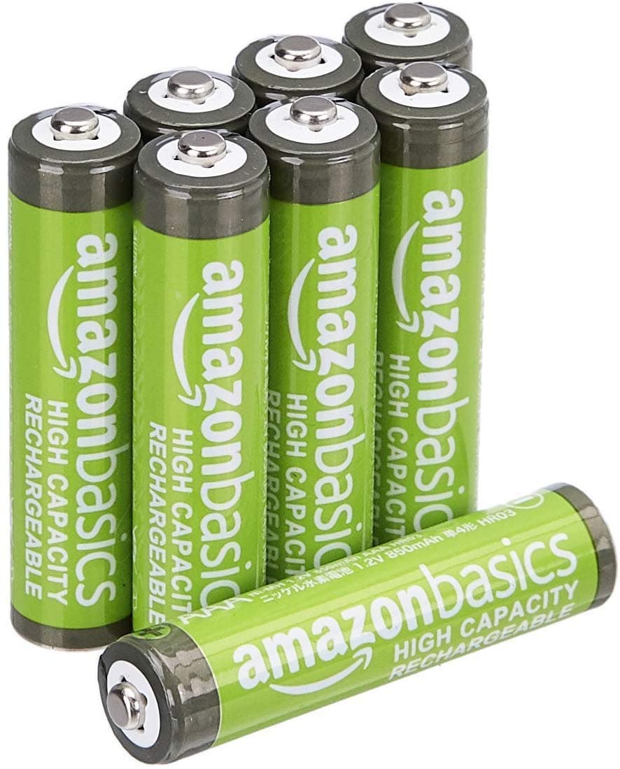 Amazon Basics Lot de 8 piles rechargeables AAA NiMH haute capacité, 850 mAh, 1,2 V, rechargeables 500 fois, préchargées