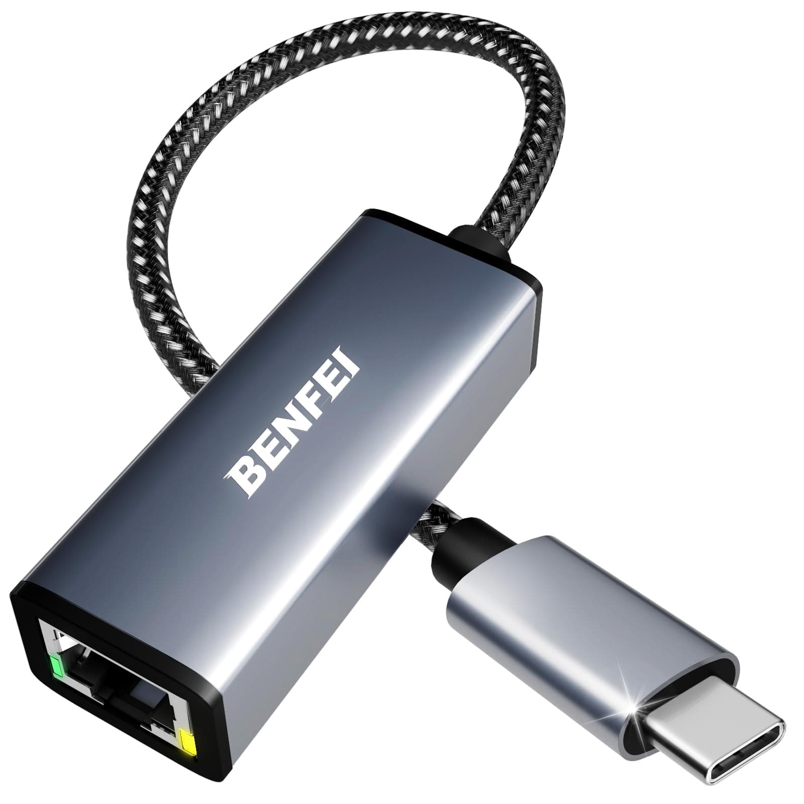 BENFEI Adaptateur USB-C vers Ethernet, USB Type-C (Thunderbolt 3) vers RJ45 LAN Compatible pour MacBook Pro 2019/2018/2017, MacBook Air et Plus