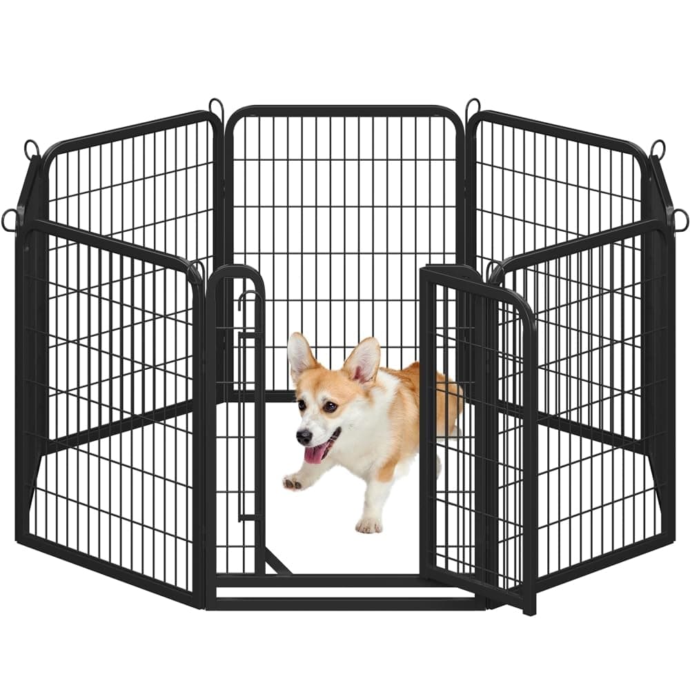 Yaheetech 8 Vallas para Perros Parque para Perros de Metal con Puerta 80 cm Jaula de Mascota Animales