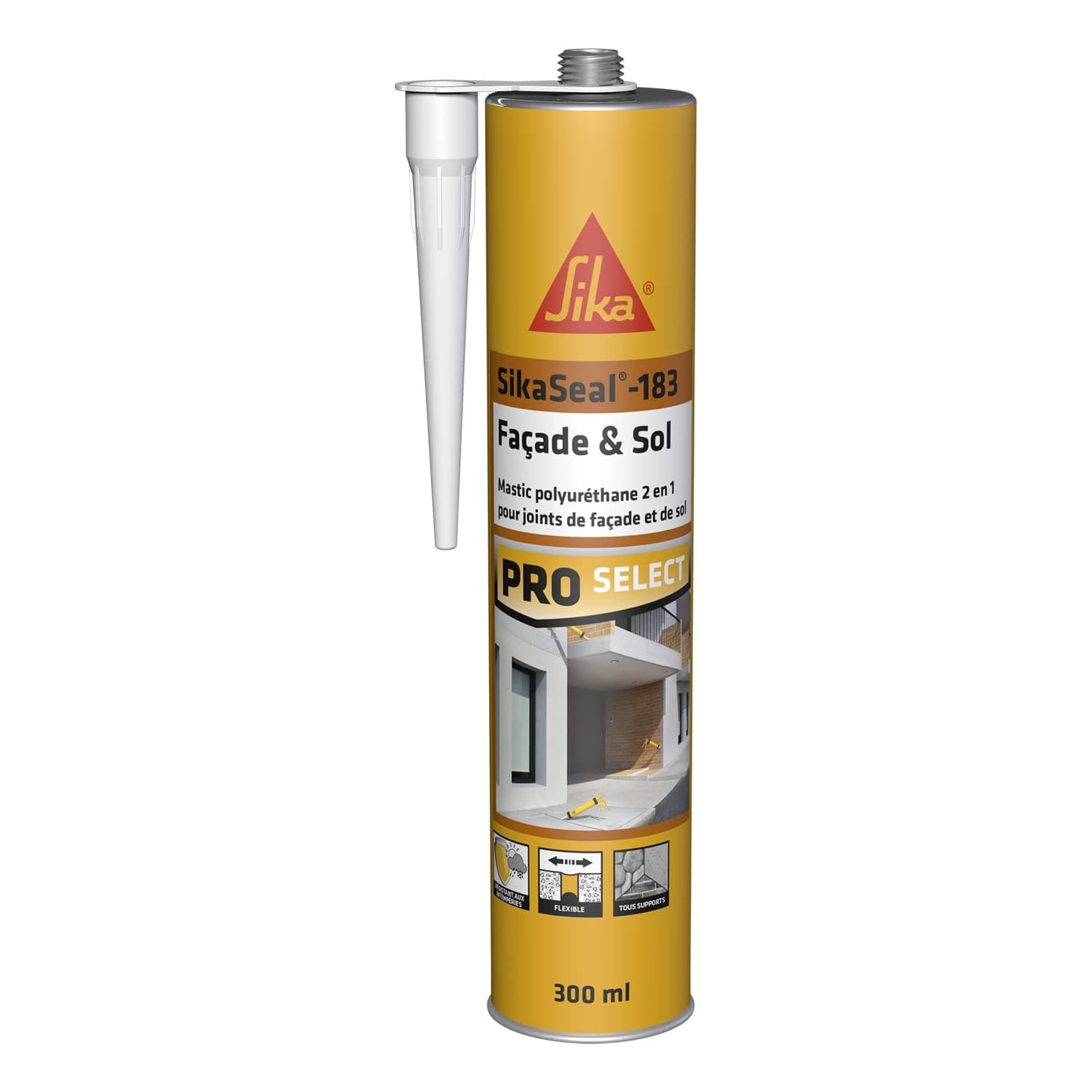 SIKA - Mastic polyuréthane - SikaSeal-183 Façade & Sol gris béton - Spécial joints de façades et sols extérieurs - Étanche à l’air et à l’eau - 300 ml