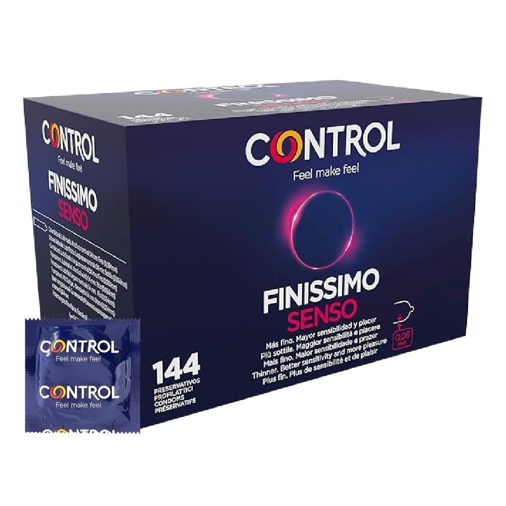 Control Finissimo Senso Preservativos - Caja de condones muy finos para mayor sensibilidad, 144 unidades, Gama placer natural, lubricados, óptima adaptabilidad