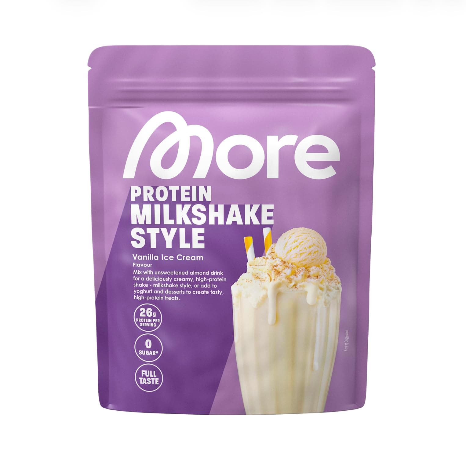 MORE Protein Milkshake, Vanilla Ice Cream, 750 g, Mix aus Whey Konzentrat und Casein, ideal zum Muskelaufbau und -erhalt, mit Laktase - made in Germany