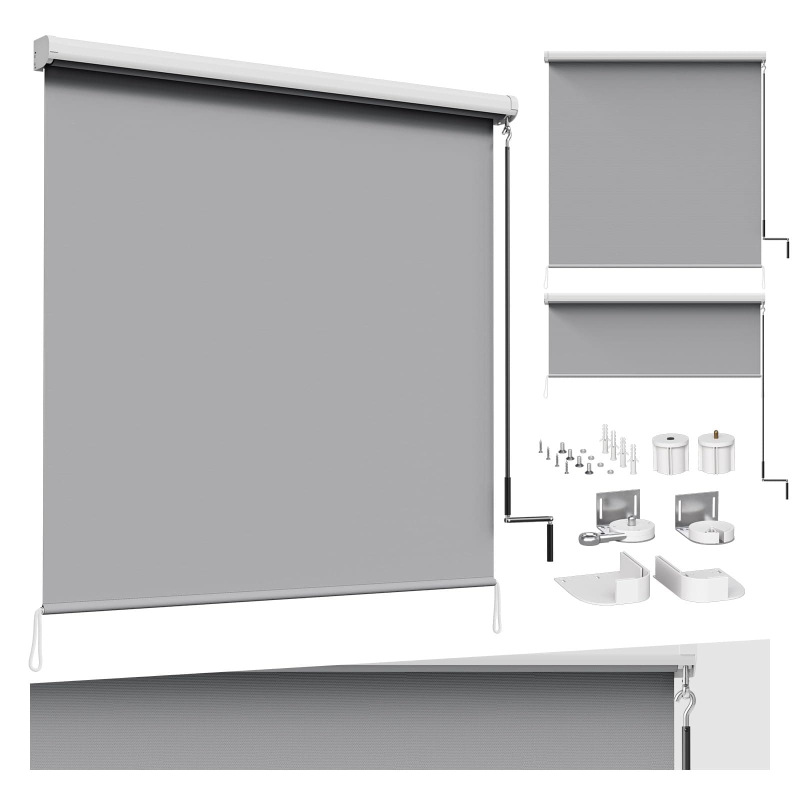WOLTU Senkrechtmarkise Balkonmarkise Vertikalmarkise mit Handkurbel und Markisenkassette für Terrasse Balkon, UV-beständig Sonnenschutz Windschutz und Sichtschutz, Grau 100x140 cm