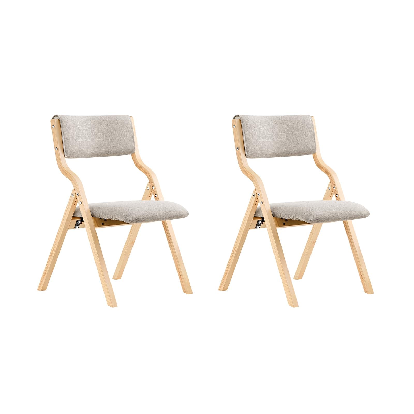 SoBuy Chaises Pliantes Tapissées Lot de 2, Chaise de Réunion en Bois avec Assise Rembourrée, Chaise Bureau Chaise Pliable Portable pour Cuisine, Bureau, Salon, Économie d'Espace Gris Clair FST40-HGx2