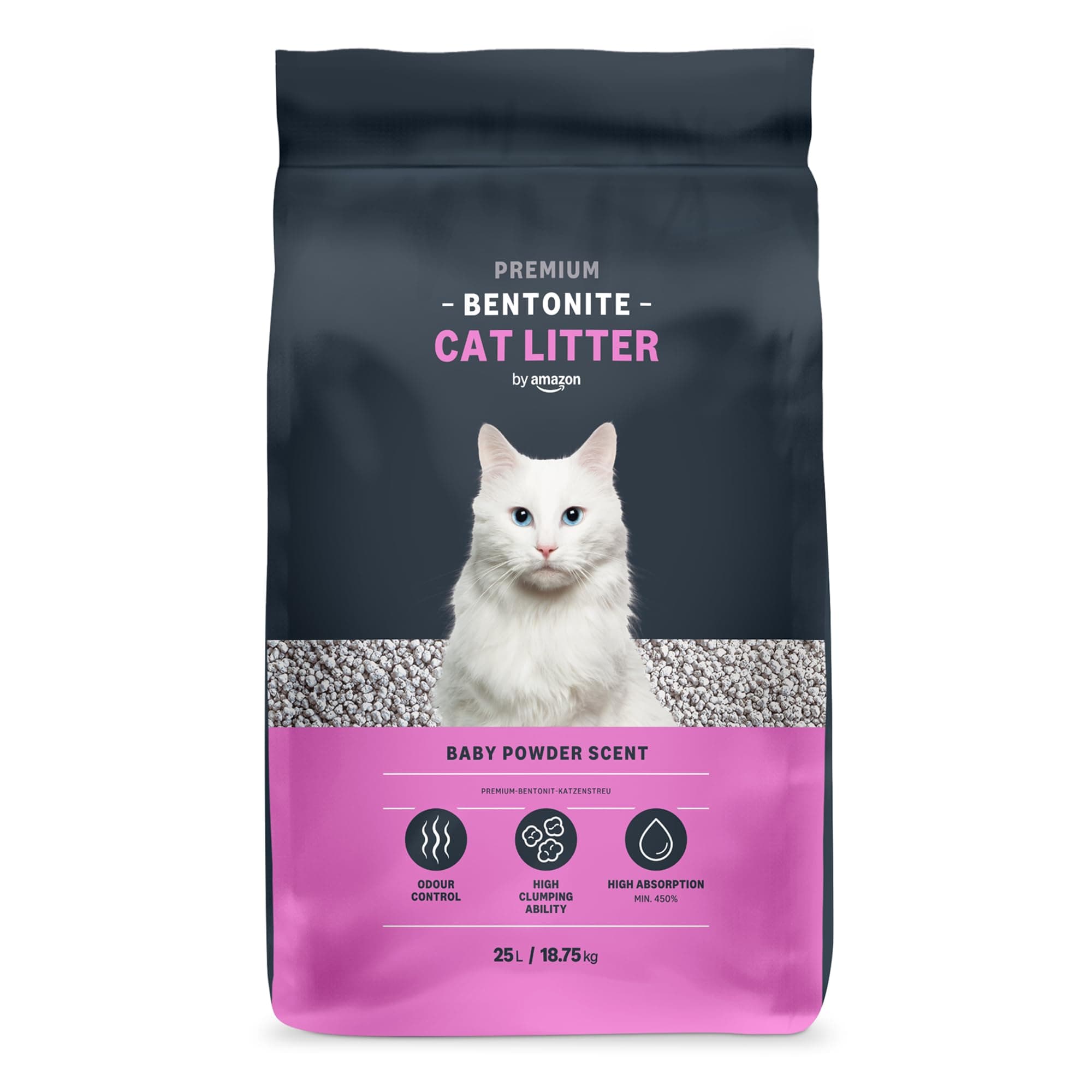 by Amazon Litière pour Chat Premium avec Bentonite, Parfum Talc, 25L (1 Paquet) (Anciennement sous la Marque Lifelong, Même Produit)