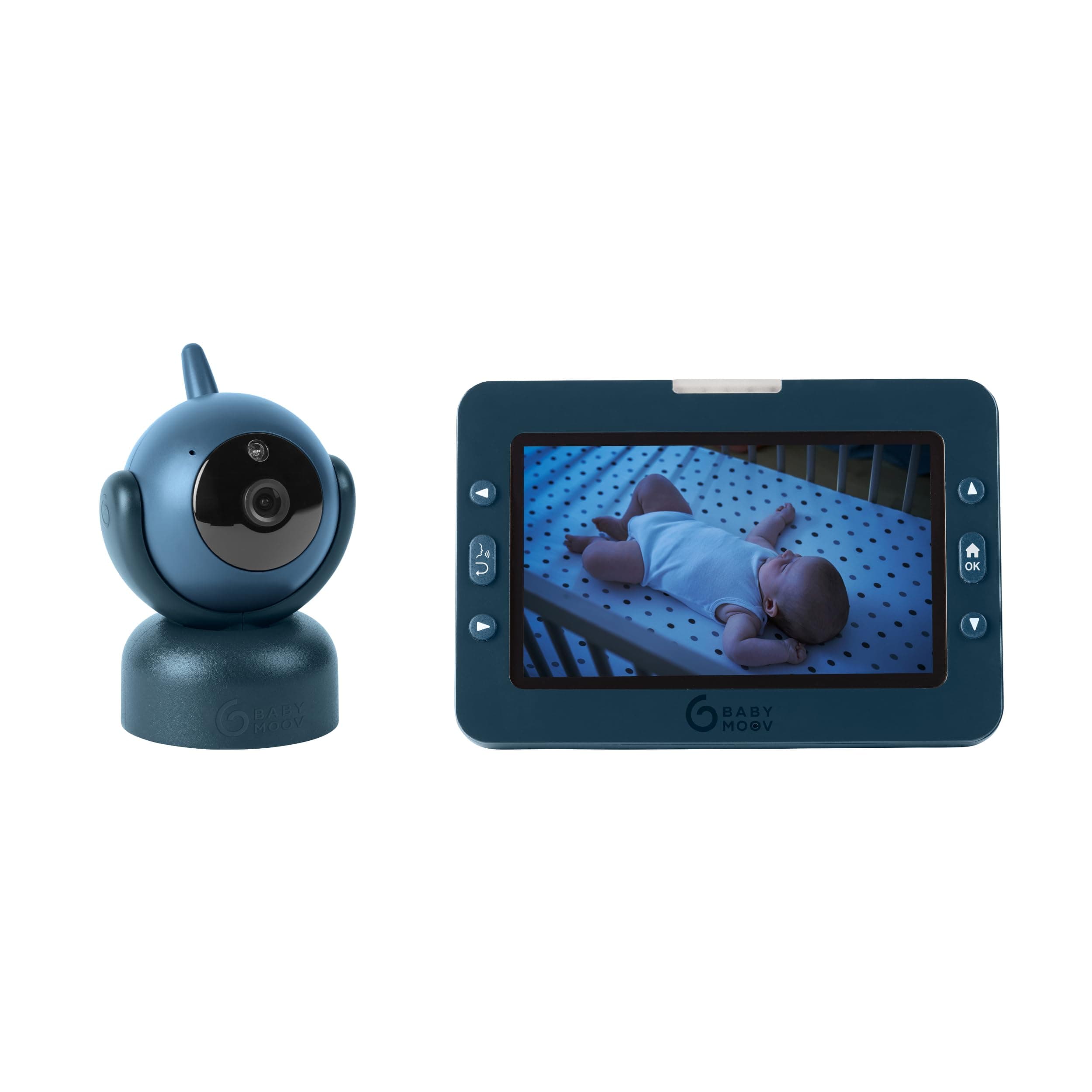 Babymoov Babyphone Caméra YOO Master (+) - Grand Ecran HD 5’’- Caméra Motorisée 360° - Vision Nocturne & Zoom – Température, 8 Berceuses - Portée 300 m - Jusqu’à 4 Caméras - Garanti à vie