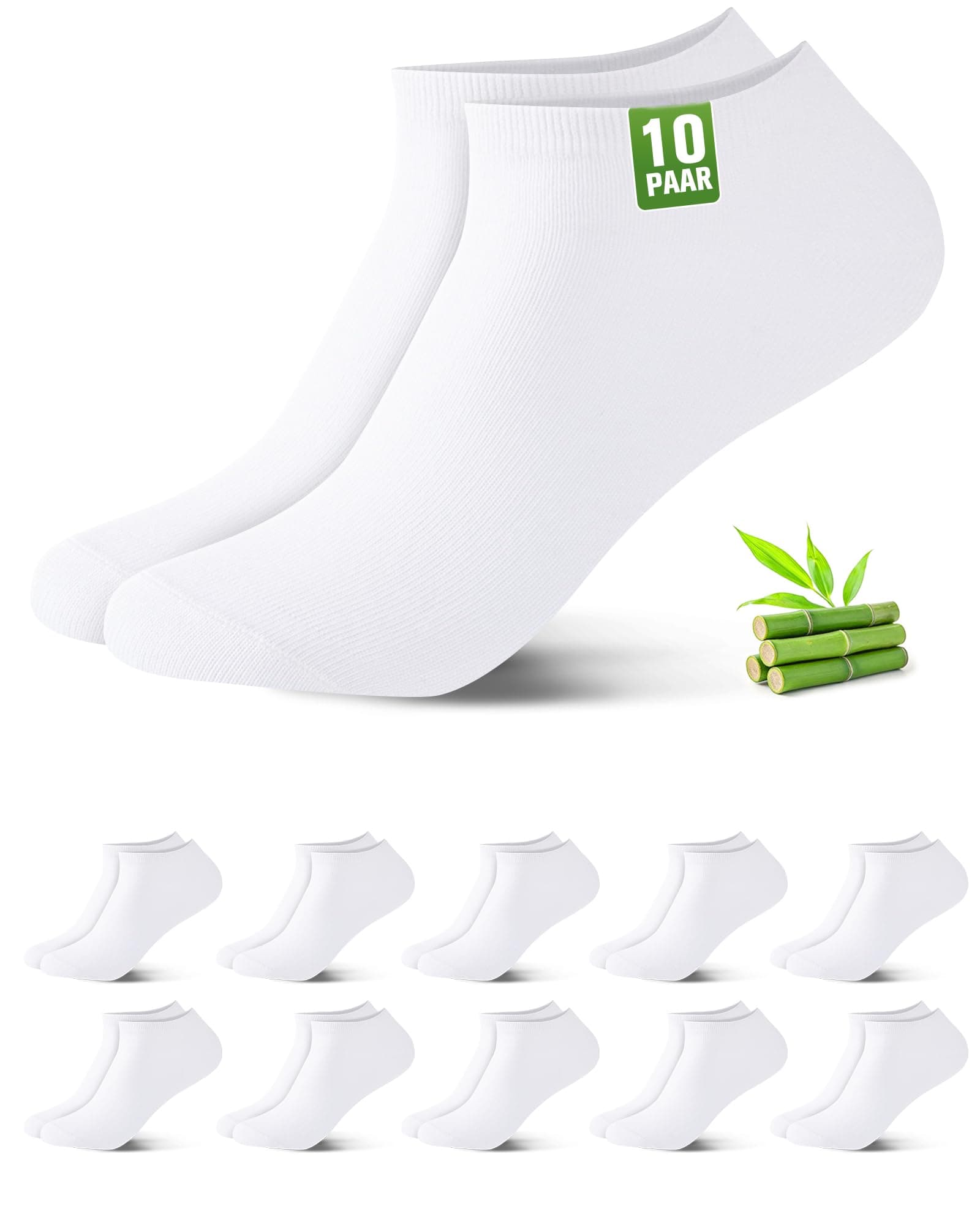 Effeet 10/20 Pares Calcetines Tobilleros Hombre Mujer De Bambú – Calcetines Cortos Hombre Verano, Absorción Humedad, Ultra Suaves, Transpirables, Anti-Sudor, Negro | Blanco | Gris | Azul