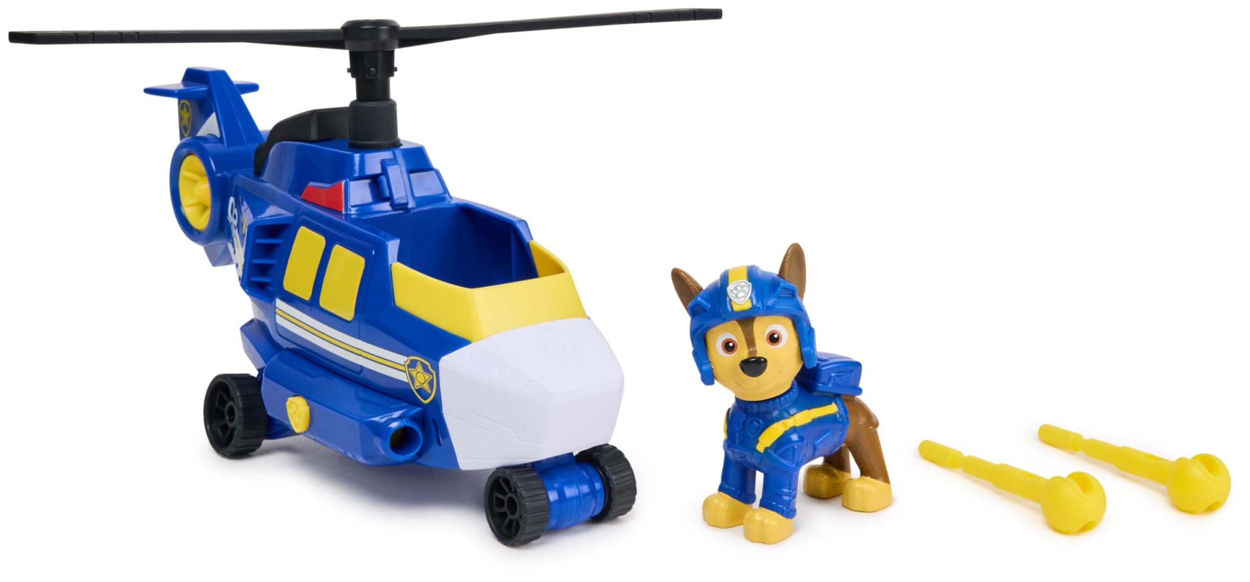 PAW PATROL Air Rescue - Chases Polizei-Rettungshubschrauber mit Geschoss-Abwurf und Chase Spielfigur (Basis Fahrzeug), Spielzeug für Kinder ab 3 Jahren