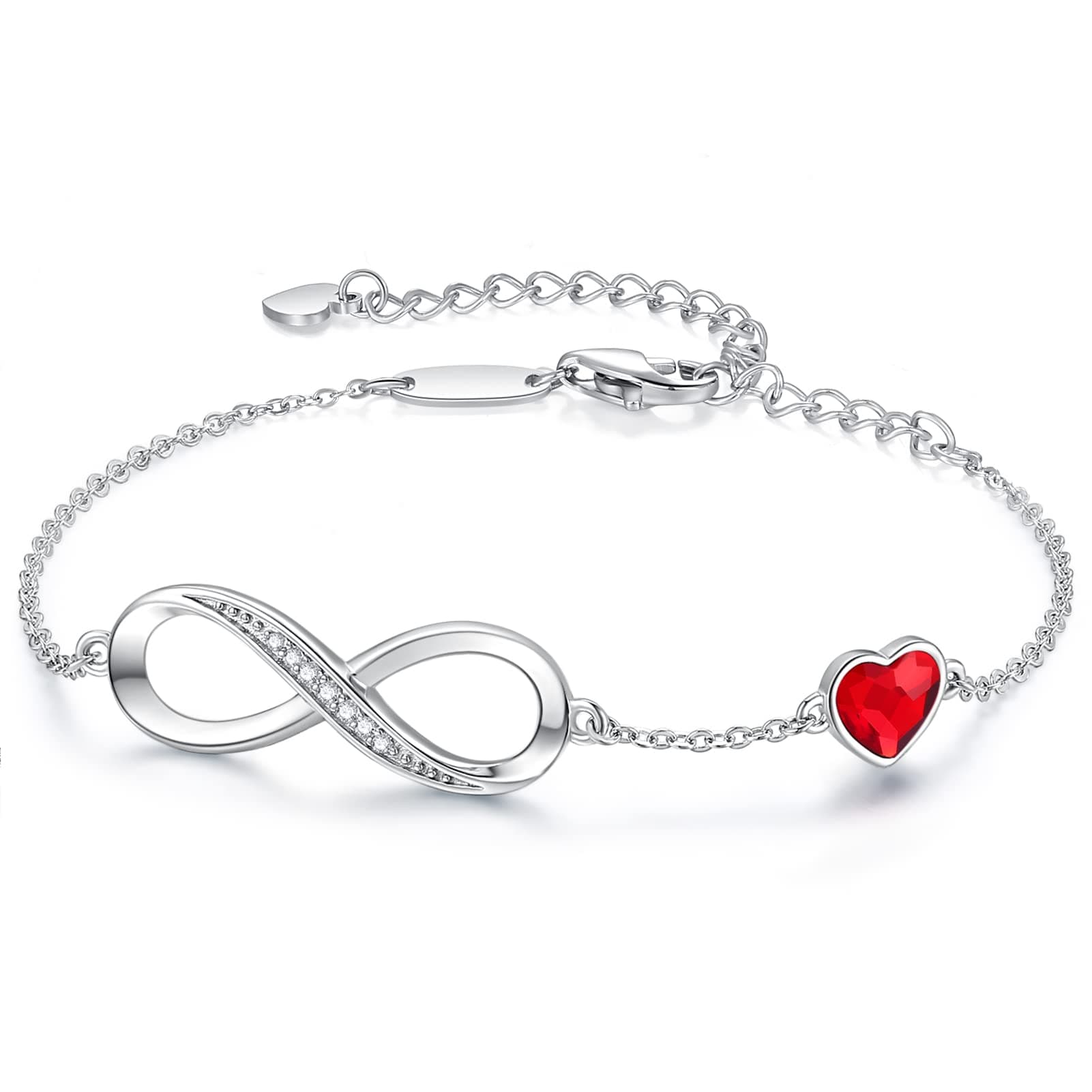 LOUISA SECRET Bracciale Donna Festa della Mamma Argento 925 Braccialetto Infinito Bracciali Cuore Gioielli Compleanno Regalo per Lei