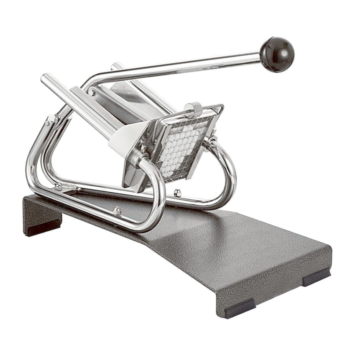 LOUIS TELLIER - Coupe-Frites Professionnel - Couteau 10 x 10 mm et Poussoir Inclus - Inox et Acier Chromé – Socle Époxy - Aucune Fixation Nécessaire - 44 x 25 x 33,5 cm