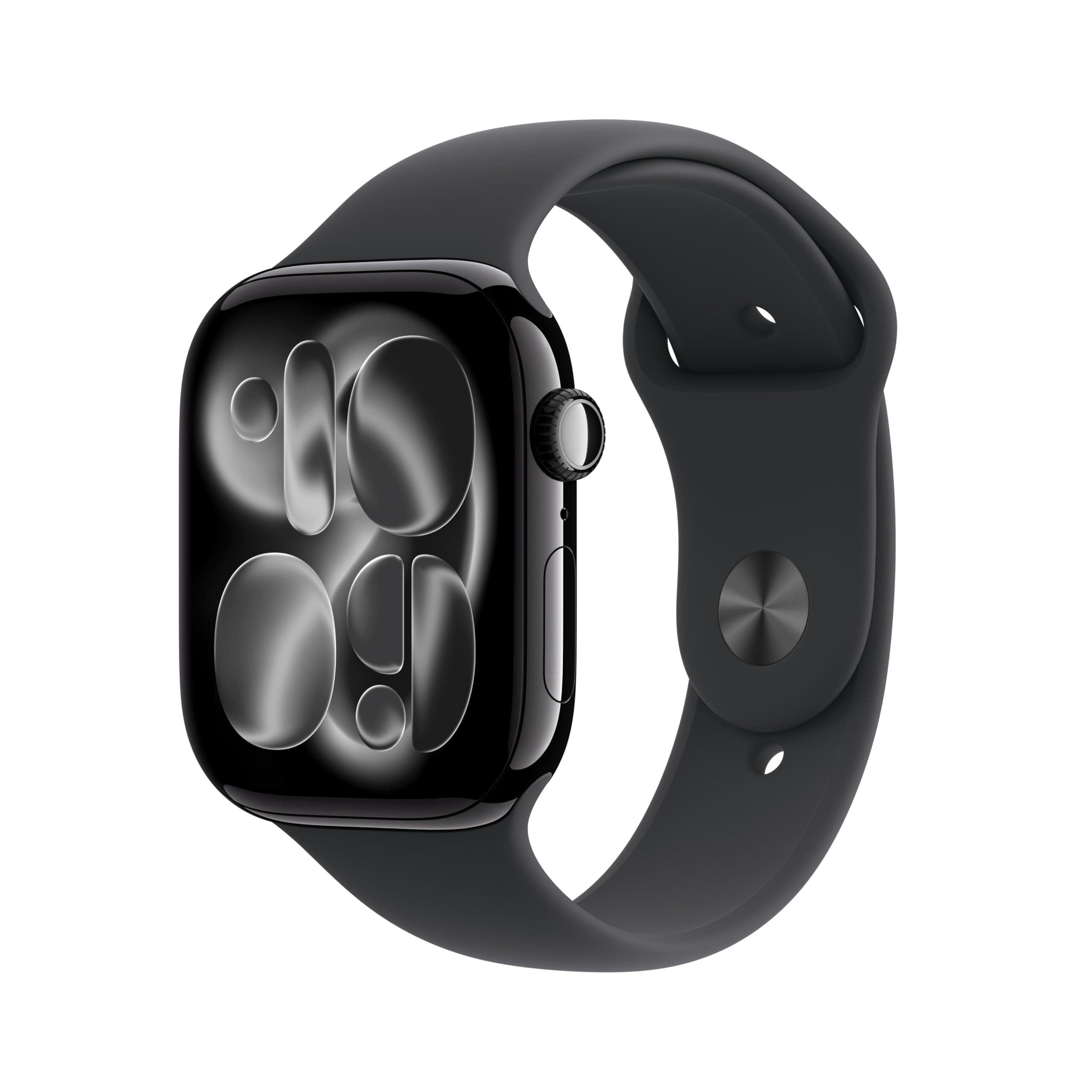 Apple Watch Series 11 GPS con caja de aluminio en negro azabache de 46 mm y correa deportiva negra-Talla M/L.Calidad del Sueño,monitores de entreno y salud,pantalla siempre activa, resistencia al agua