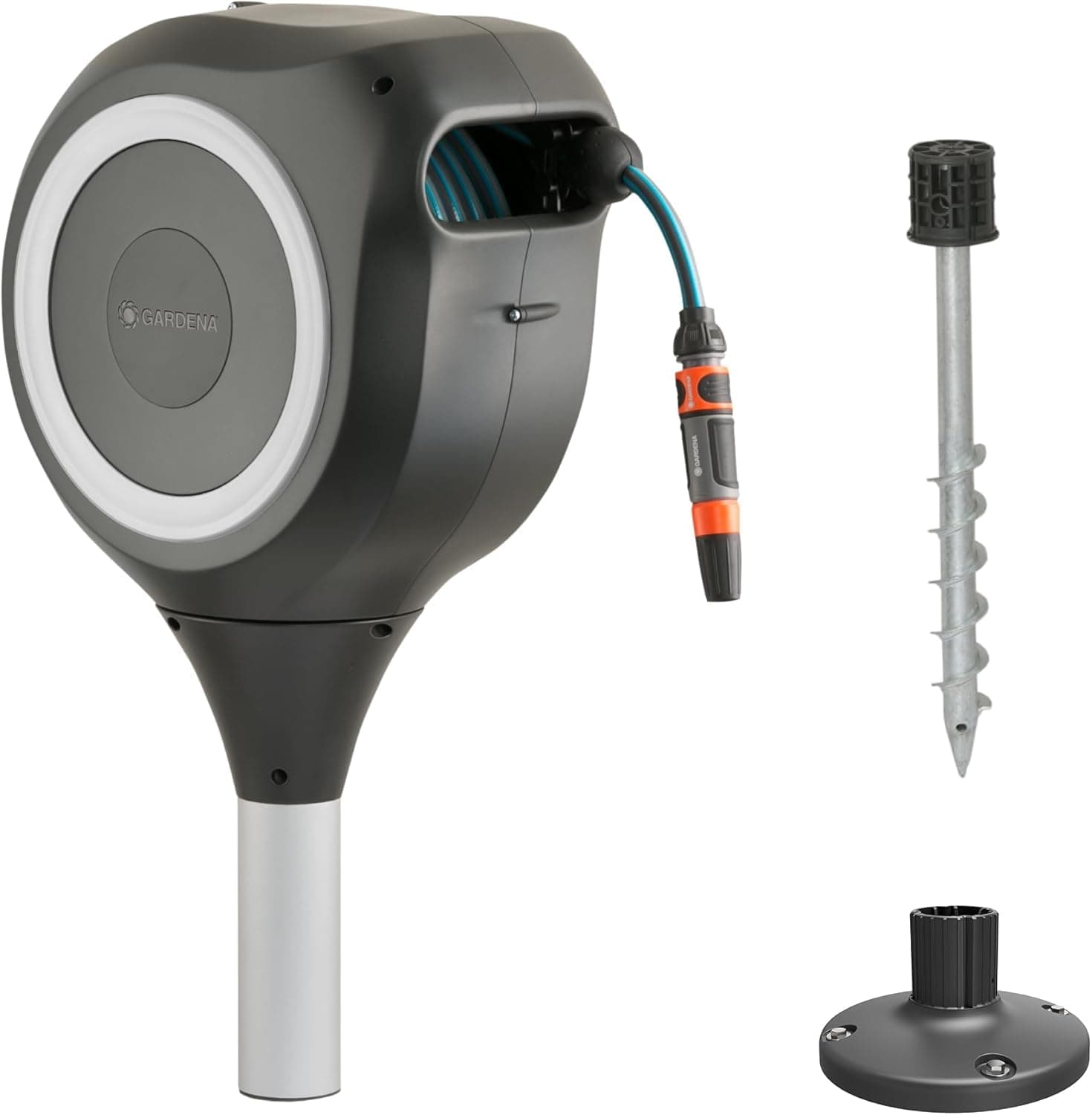 Gardena Garten - und Terrassen-Schlauchbox RollUp M: Wetterfeste Box mit RollUp-Technologie und 20 m Schlauch, Bewässerung von mittelgroßen Gärten mit Terrasse, automatisches Aufrollen (18615-20)