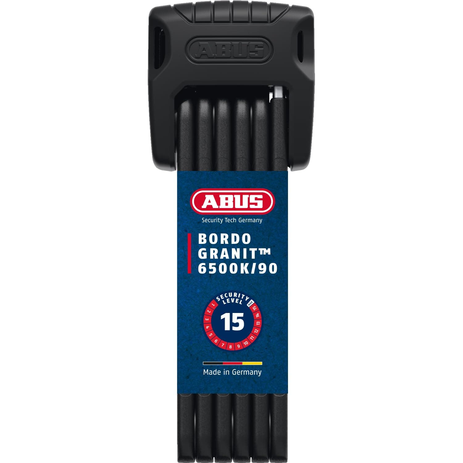 ABUS Candado plegable Bordo Granit 6500K con soporte para candado SH - Candado de bicicleta con cilindro XPlus de alta protección contra manipulaciones - Nivel de seguridad 15 - Longitud 90 cm