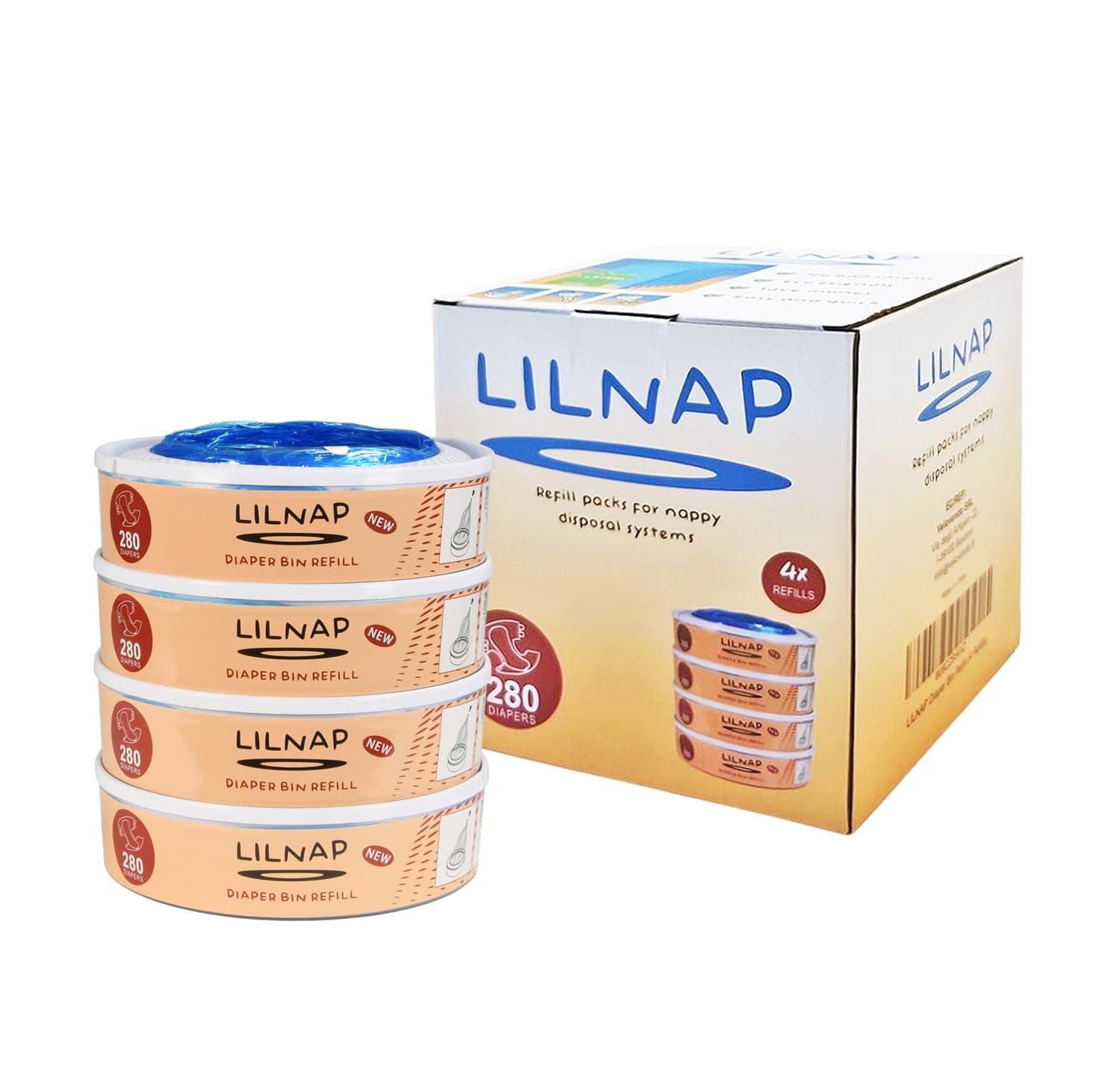 LILNAP - Ricarica compatibile con Foppapedretti Mangiapannolini Maialino Angelcare & Litter Locker II (4 ricariche)