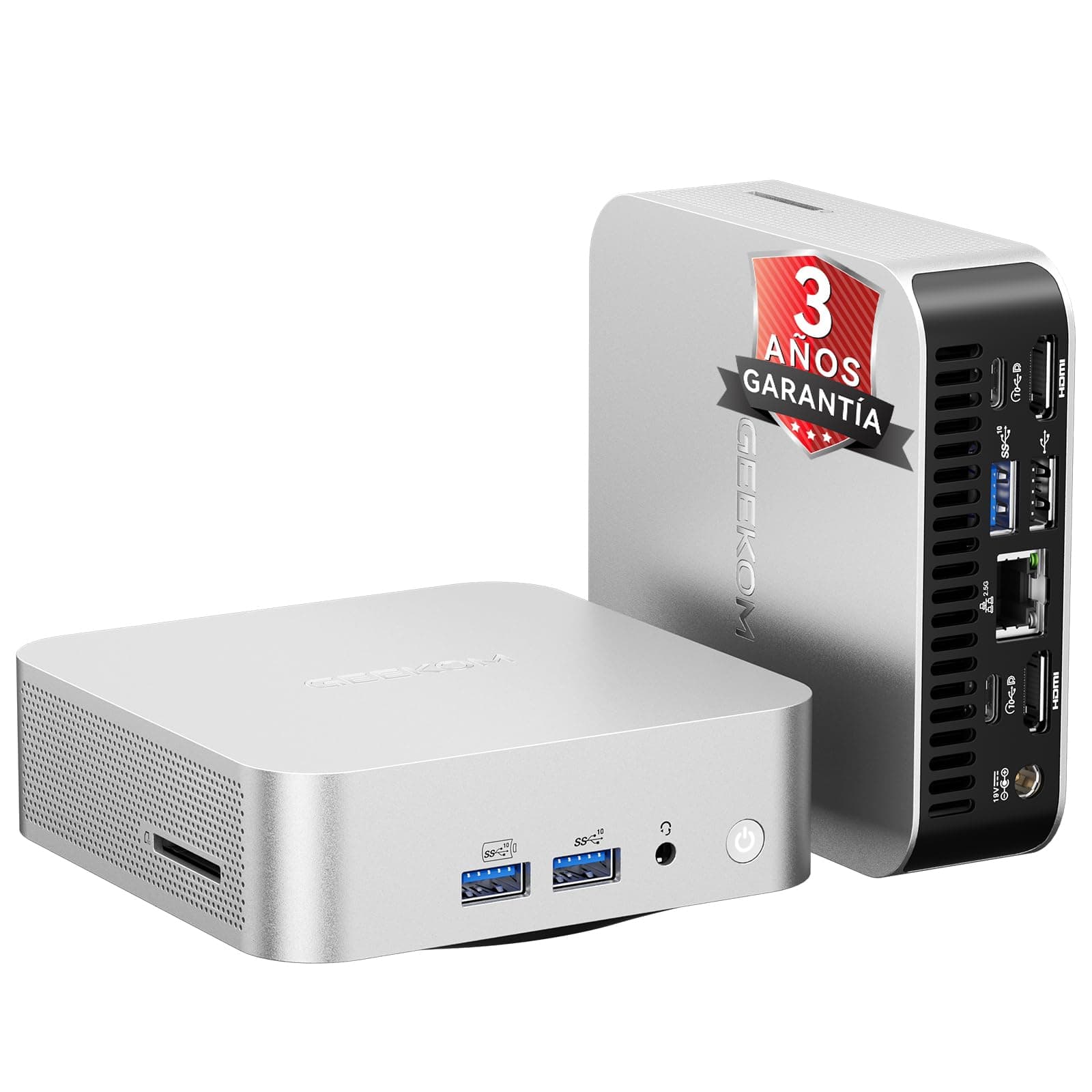 GEEKOM A5 Pro Mini PC (2026) con AMD Ryzen 5 7430U, 16 GB RAM (DDR Ampliable, No LPDDR Bloqueada), 1 TB SSD NVMe, Gráficos Radeon Vega 8 |Windows 11 Pro |4 Pantallas 8K |Doble HDMI |6×USB | Lector SD