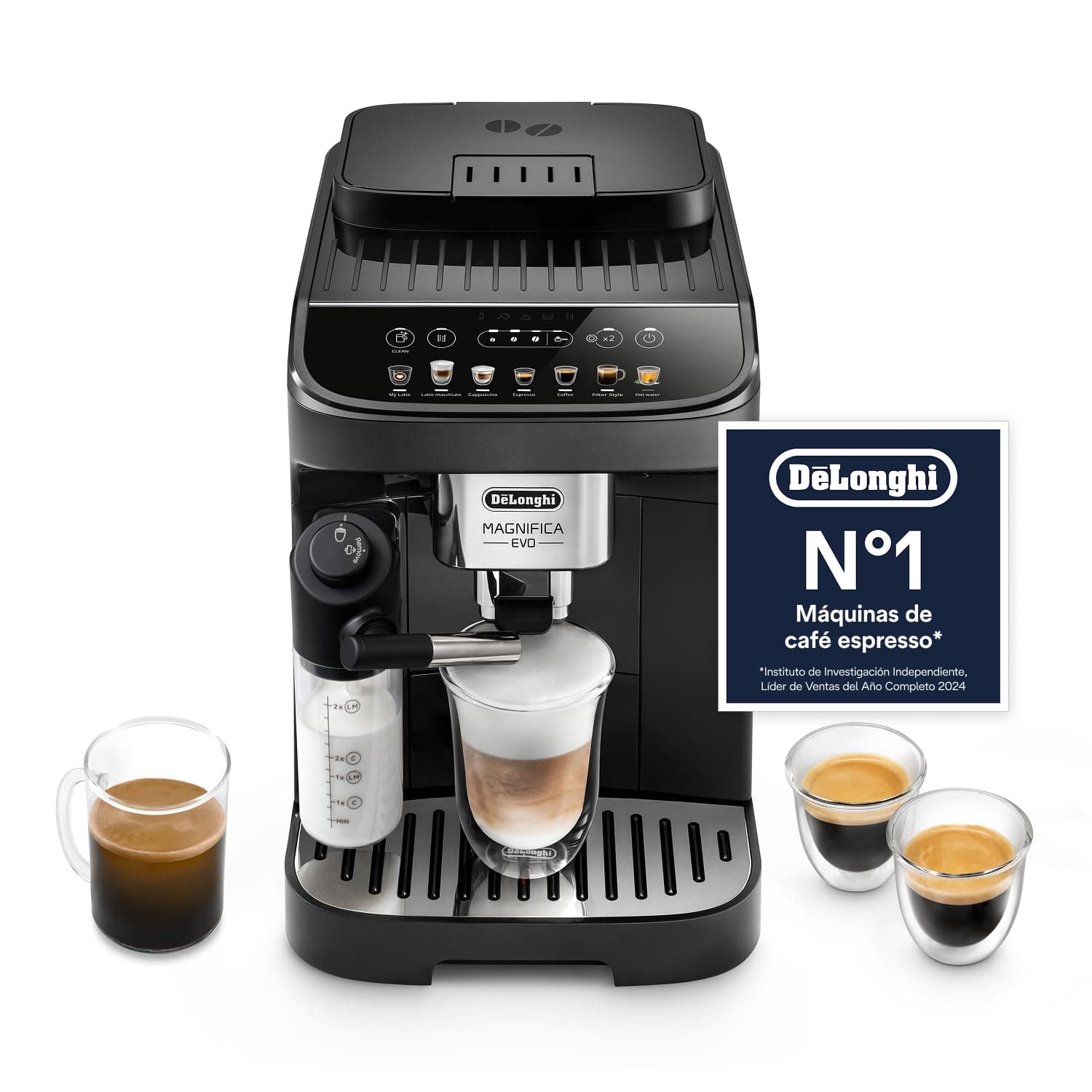 De'Longhi Magnifica Evo Cafetera Superatomática para Café y Cappuccino, ECAM292.81.B, Sistema LatteCrema, 7 Recetas, Negra