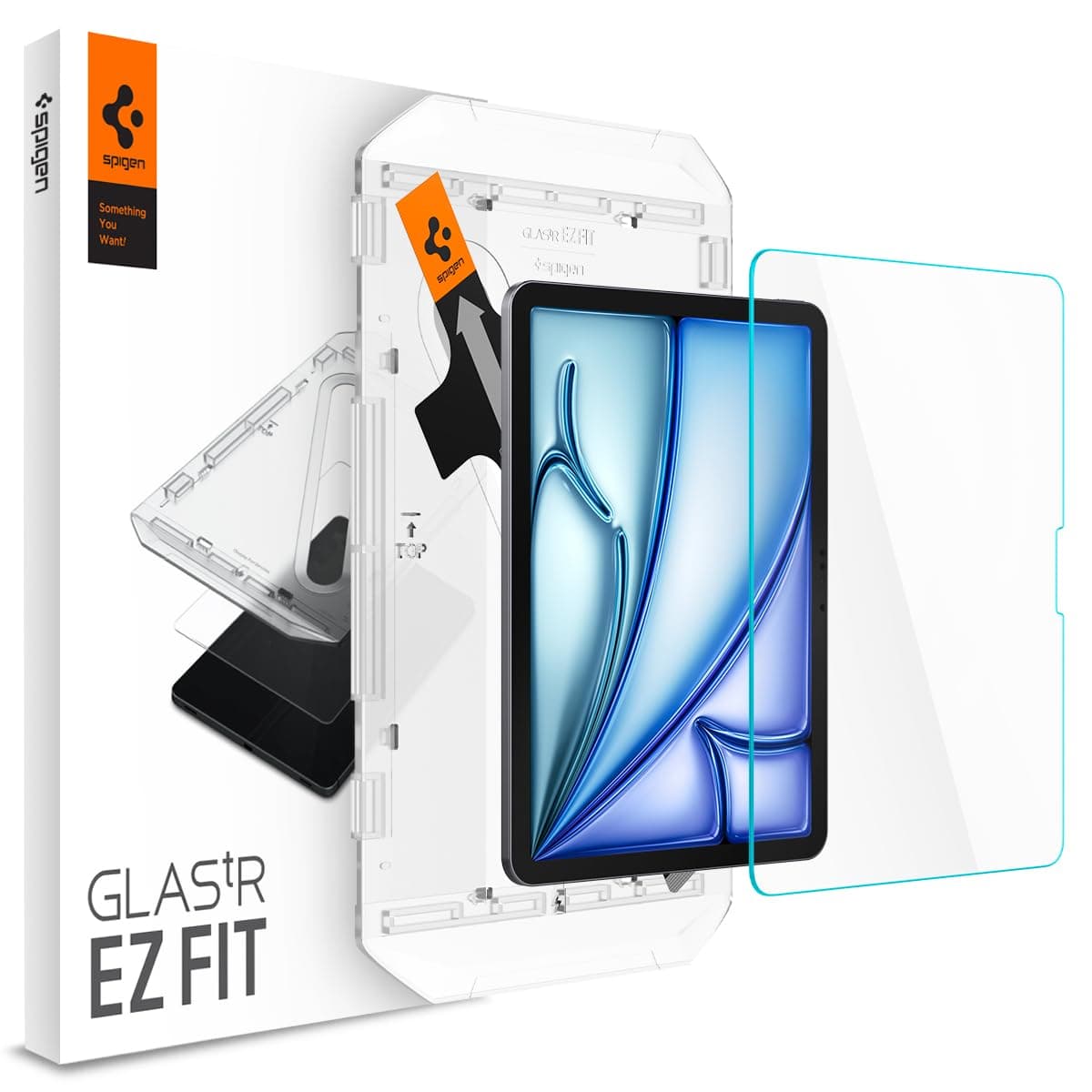 Spigen Glas.tR EZ Fit Schutzglas kompatibel mit iPad Air 11 Zoll M4(2026), M3(2025), Zoll M2(2024), Installationsschablone, Kristallklar, 9H Folie