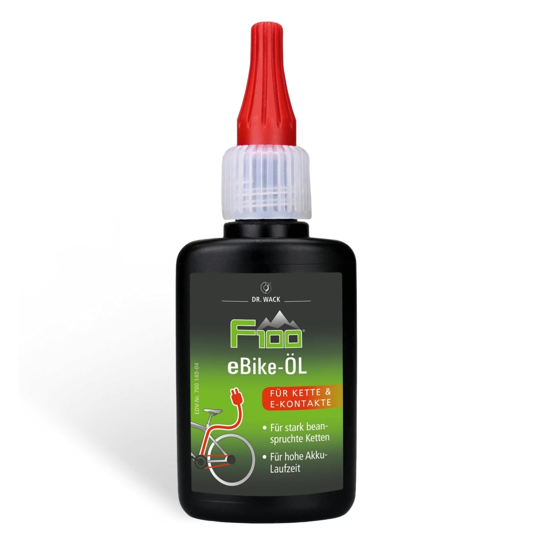 DR. WACK F100 Kettenöl für E-Bike 50 ml - Kettenschmiermittel für weniger Verschleiß & Reibung - Kettenpflegeöl für Elektrofahrrad - Schmiermittel für Ebike Ketten - Hochwertige Fahrradpflege