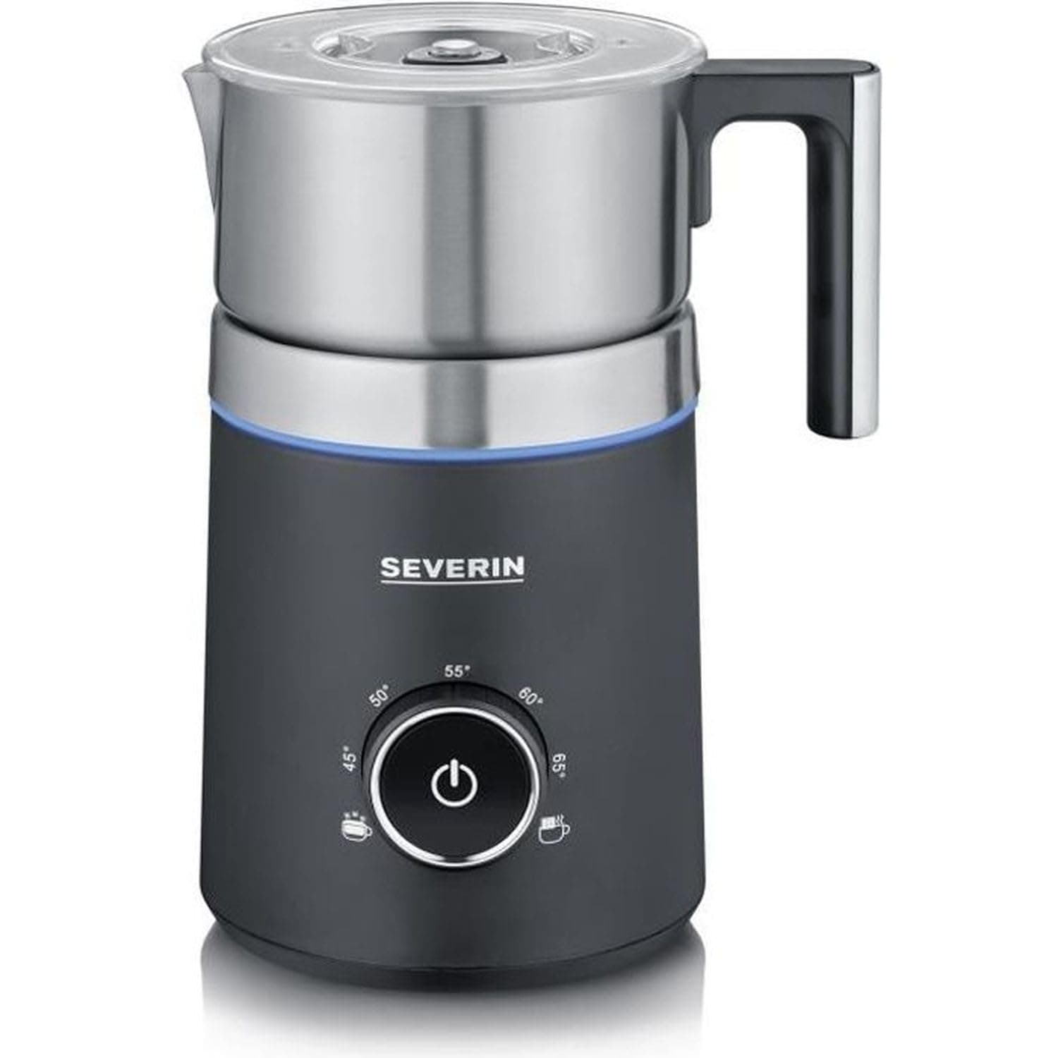 SEVERIN Montalatte Elettrico a Induzione, 700 ml, 500W, 3 programmi, Temperatura Regolabile, Funzione Cioccolata Calda, Anello Led, Contenitore Inox Lavabile, 18,5 x 15,8 x 27,5 cm, Nero - SM 3586