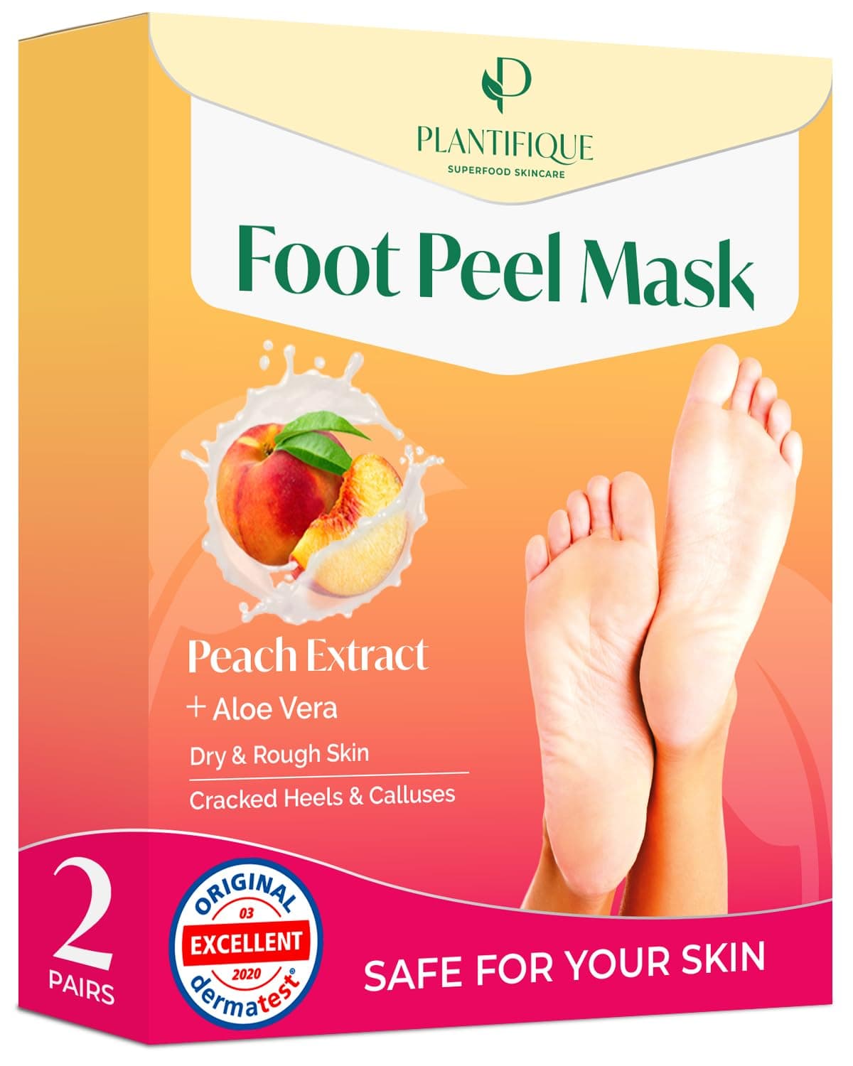 PLANTIFIQUE Maschera Piedi Esfoliante | Trattamento Calli e Duroni | Cura e Scrub Piedi | Peeling Piedi Forte | Pulizia Talloni Screpolati | Foot Peel Mask Calzini Pedicure Peel Off | Pesca 2 Paia