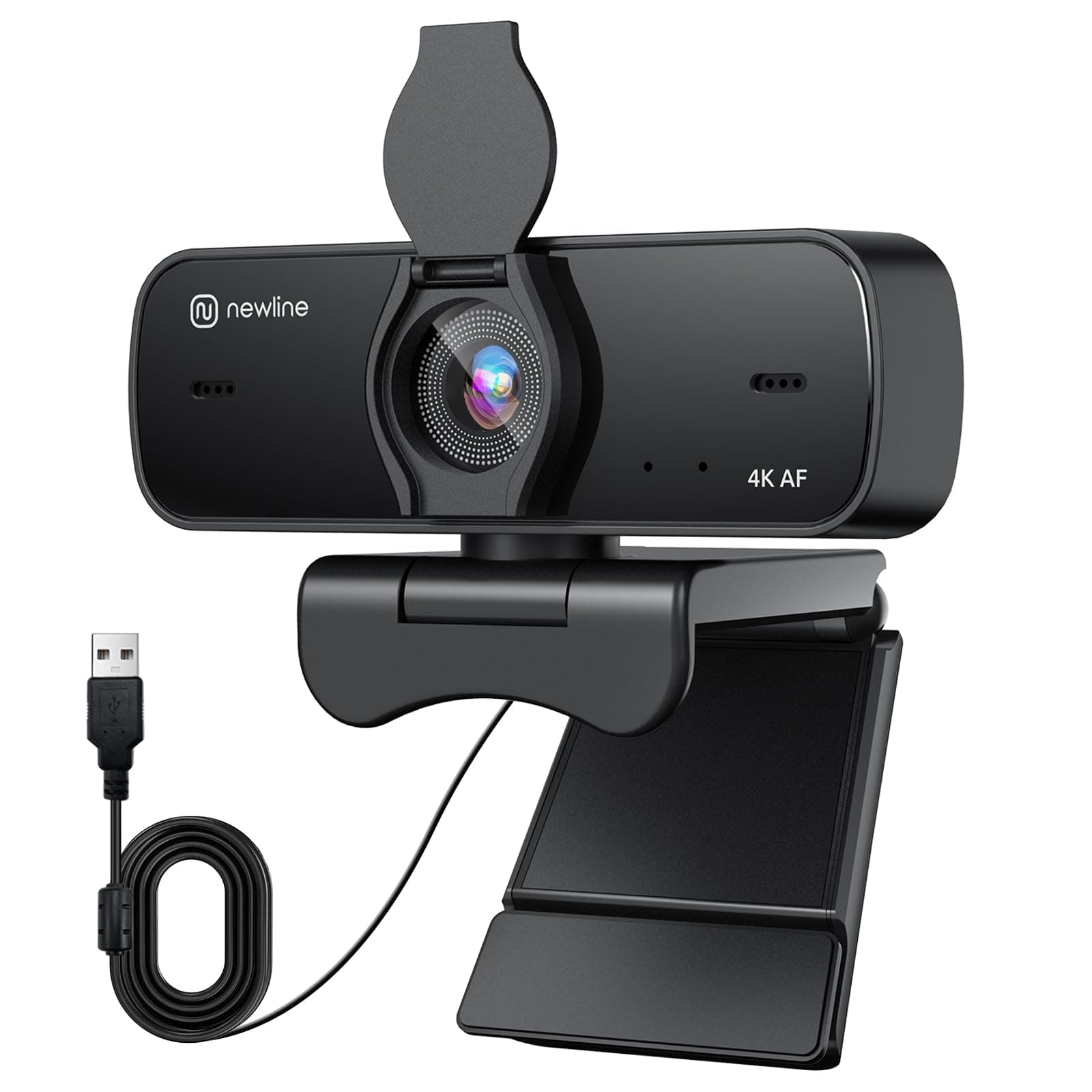 N newline Webcam 4k 30FPS PC Camera con 2 Microfoni con Sensore Sony, Aggiornato Autofocus, Correzione della Luce, USB Full HD Webcam per Mac Laptop Skype Streaming Home Office Gaming