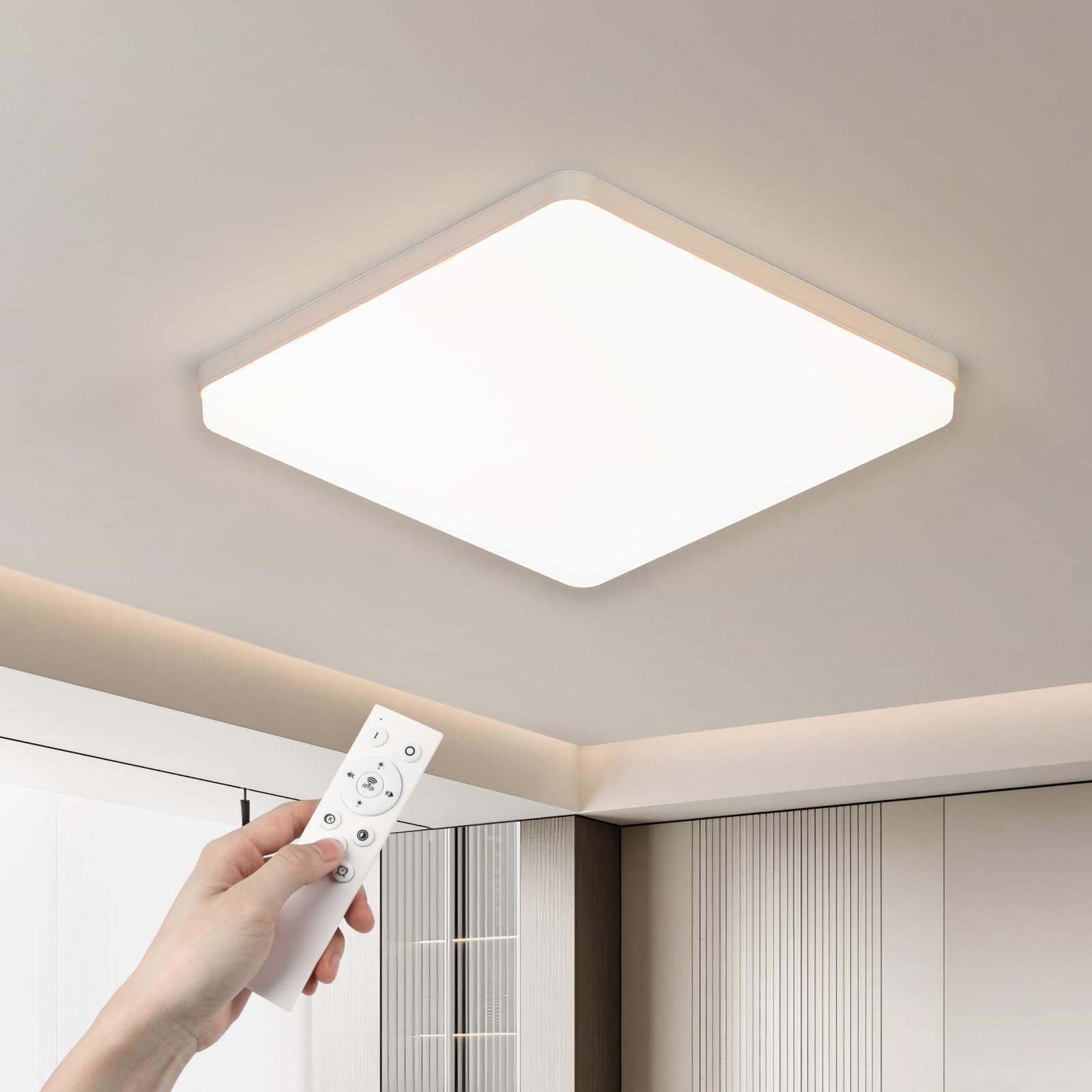 EASY EAGLE Plafon LED Techo Regulable, 48W 4800LM 3000K-6500K Lámparas de Techo con Mando a Distáncia, Downlight Plafones para Techo Cocina Pasillo Baño Sala, Blanca, 30CM