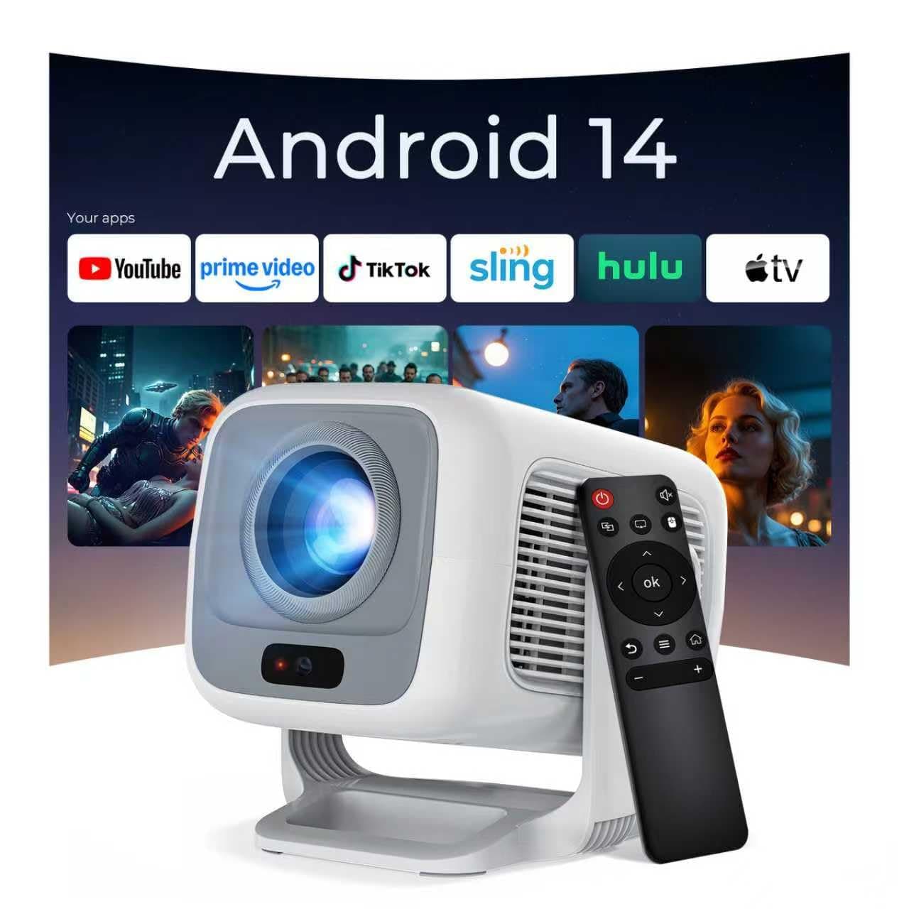 [12000 Lúmenes, Auto Focus] Smart Proyector Nativo 1080P 4K Soporte, Auto Keystone, App Integrada, Inteligente Projector Portatil con WiFi 6 Bluetooth 5.4, Compatible con HDMI/iOS/Android/USB LYNCAST