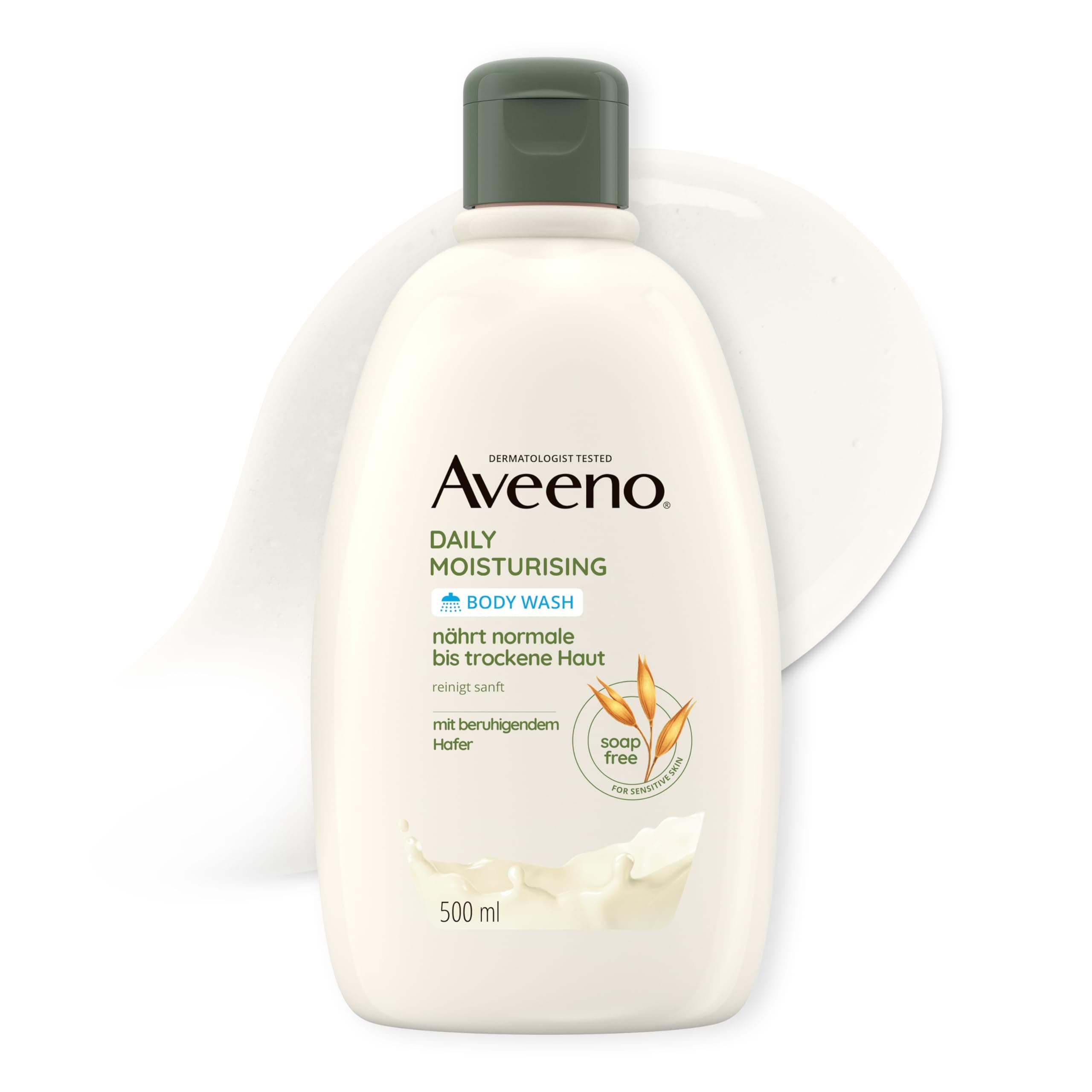 Aveeno Daily Moisturising veganes Duschgel seifenfreie Pflegedusche mit beruhigendem Hafer für normale bis trockene, empfindliche Haut, 500ml