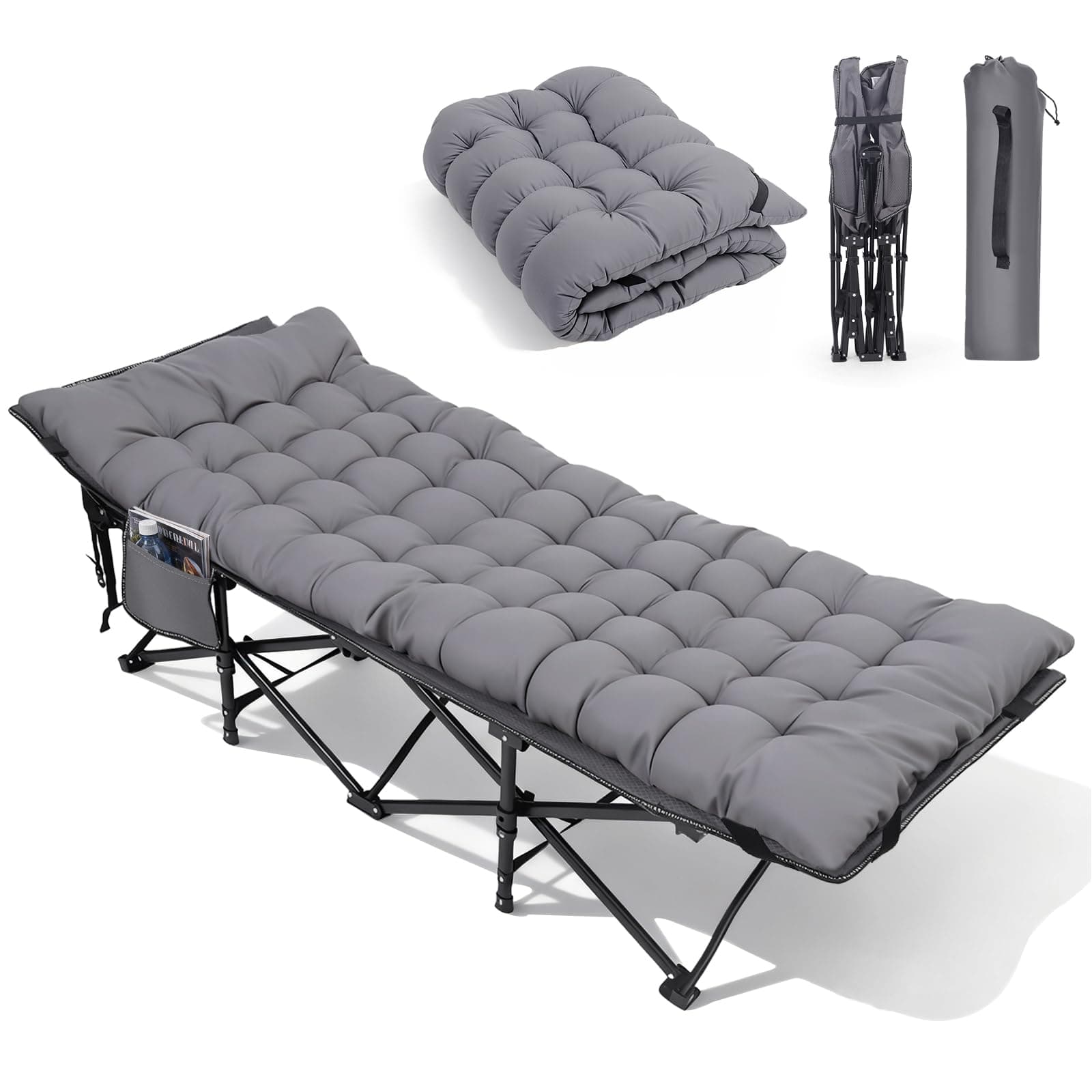 Sekey Feldbett Klappbar XXL, 190 x 71 x 35 cm überbreit, Campingbett inkl. Matratze, verstärkte Stahlrohre und hochwertiges Oxford-Gewebe – ideal als Gästebett für Garten und Camping