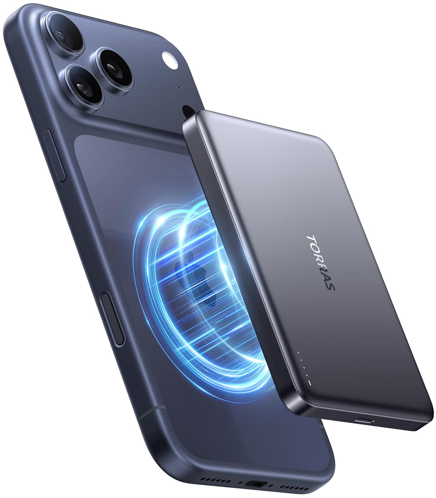 TORRAS MiniMag Powerbank für MagSafe, 10000mAh 22.5W Schnellladen Magnetische Power Bank Slim, Wireless Externe Akkupack mit USB-C-Kabel für iPhone 17 Pro Max/Air/16/15/14/13/12, AirPods, Grau Titan.