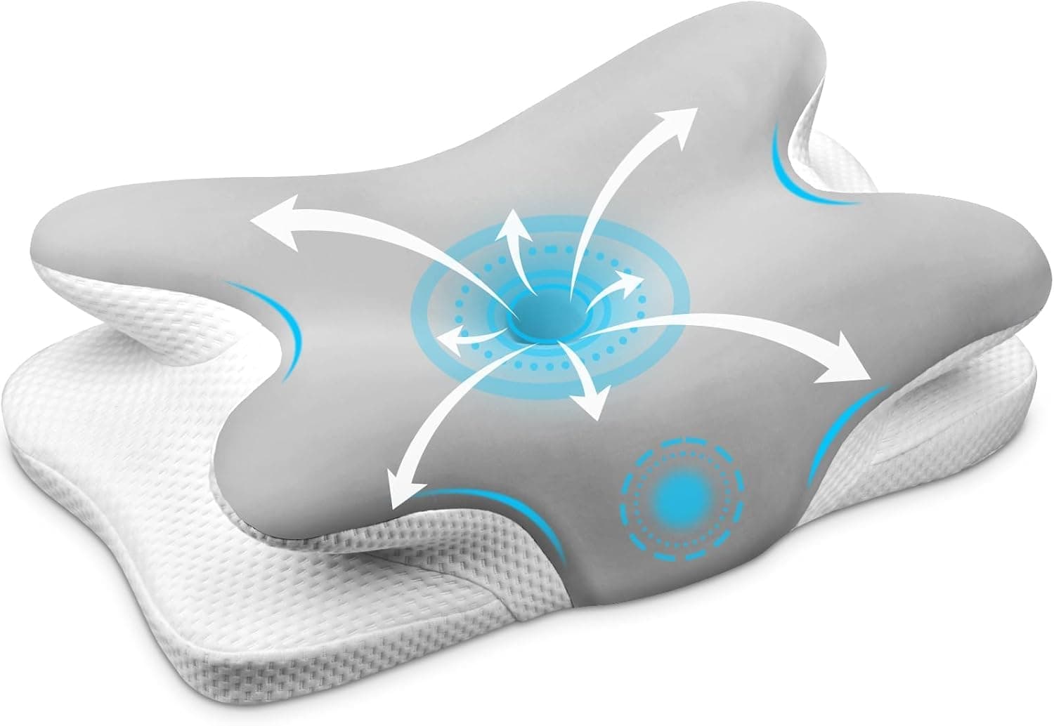 Ehomfory Cuscino Cervicale per Dormire, 2 in 1 Cuscini Laterali in Schiuma di Memoria per il Sonno Cuscino Ergonomico di Supporto al Collo per Migliorare la Qualità del Sonno