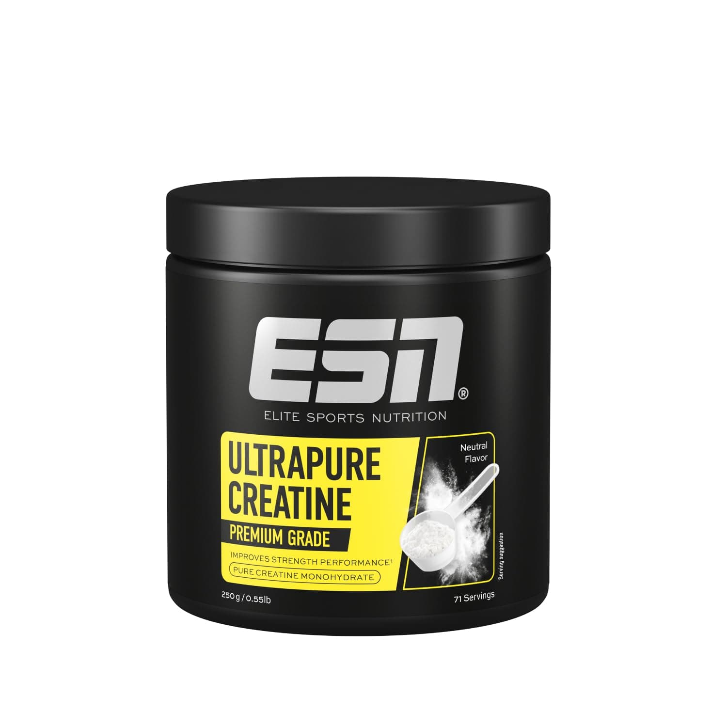 ESN Créatine monohydrate ultra pure, 250 g, 71 portions, neutre, créatine en poudre, microfine, solubilité optimale, végétalienne - fabriquée en Allemagne