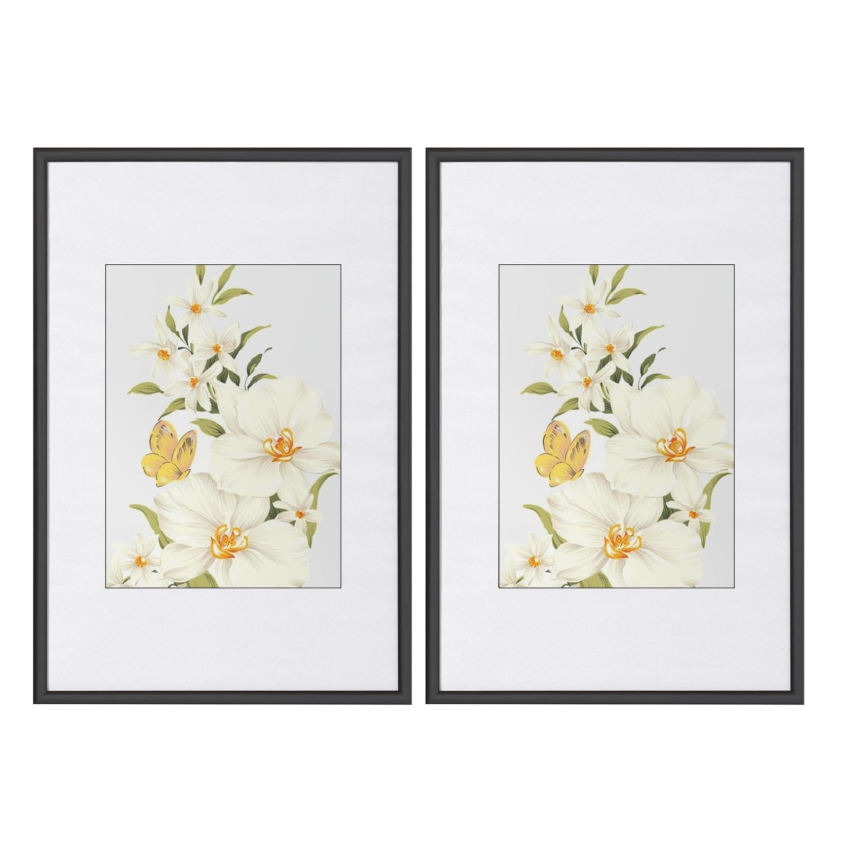 WOLTU Bilderrahmen 30x40 cm Set of 2 Fotorahmen aus Kunststoff mit Passepartout, Posterrahmen zum vertikalen oder horizontalen Aufhängen/Aufstellen, Collage Wanddeko, Schwarz