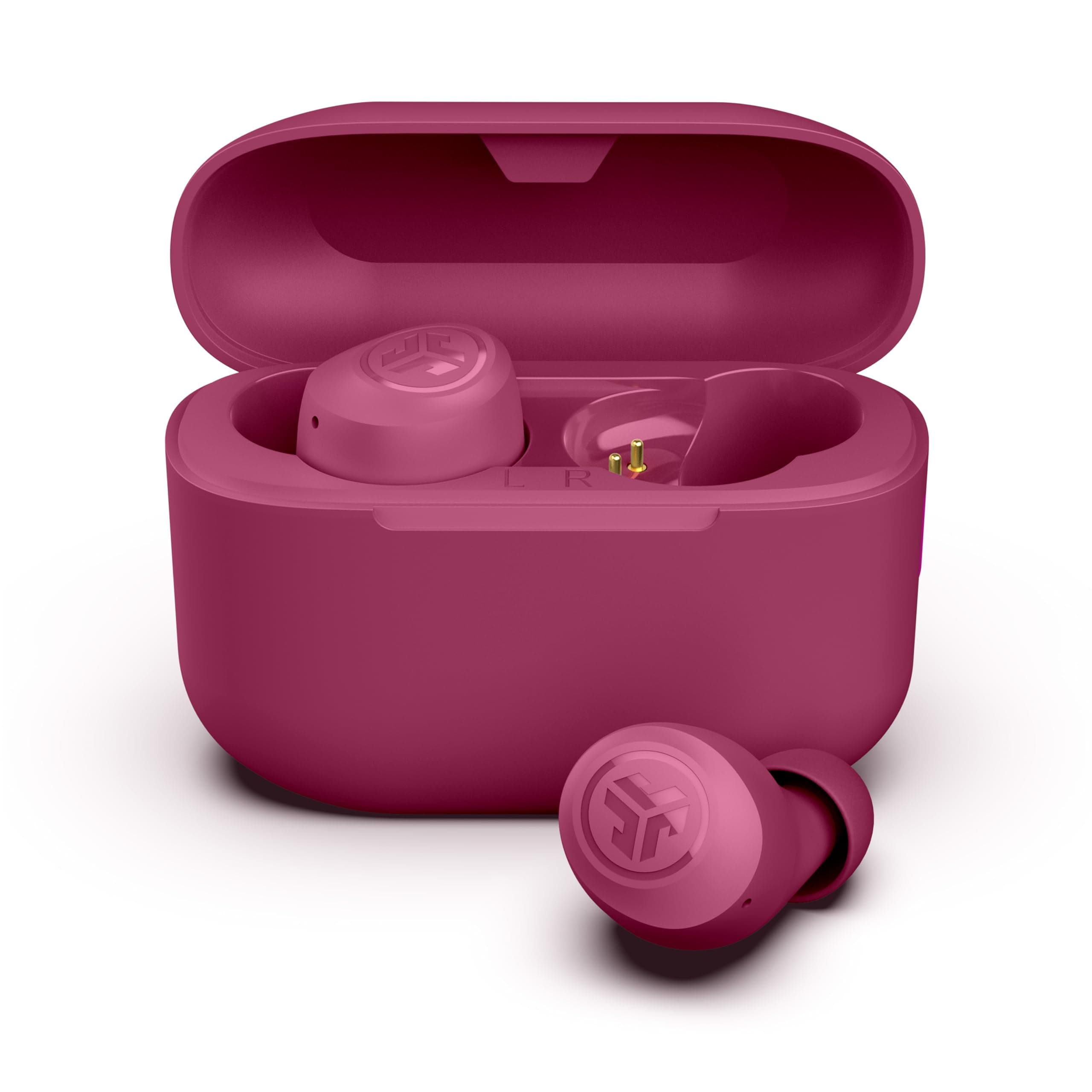 JLab Go Air Pop+ Cuffie Bluetooth In Ear Piccole, Auricolari Senza Fili, 35H+ di Autonomia, IP55 True Wireless Earbuds con Microfono, Applicazione, Dual Connect, Custodia Ricarica, Rosa Scuro