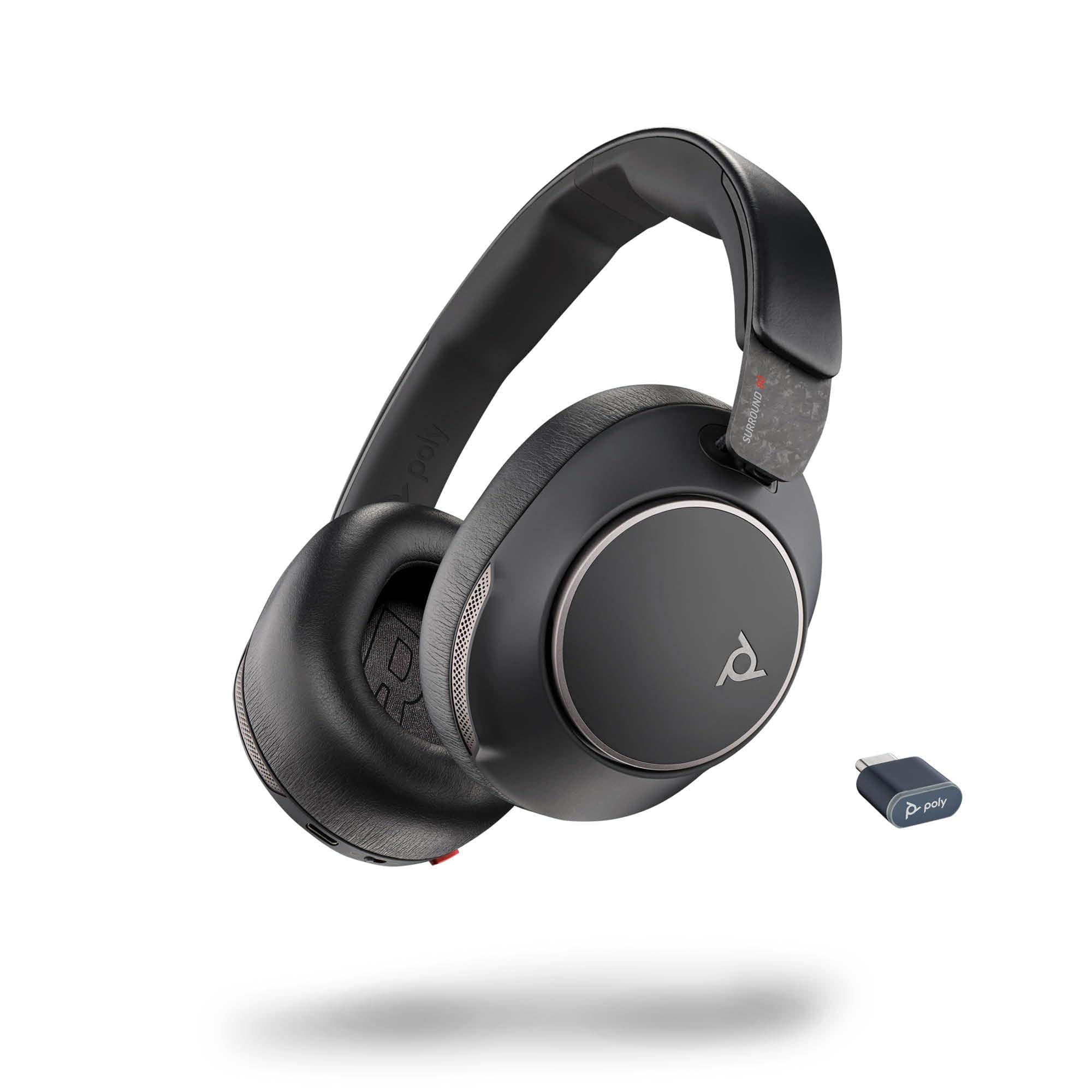 Micro-casque Poly Voyager Surround 80 UC Bluetooth (Plantronics) – Microphones antibruit pour des appels clairs – Système ANC adaptatif – iPhone, Android, PC/Mac, Zoom et Microsoft Teams (certifié)
