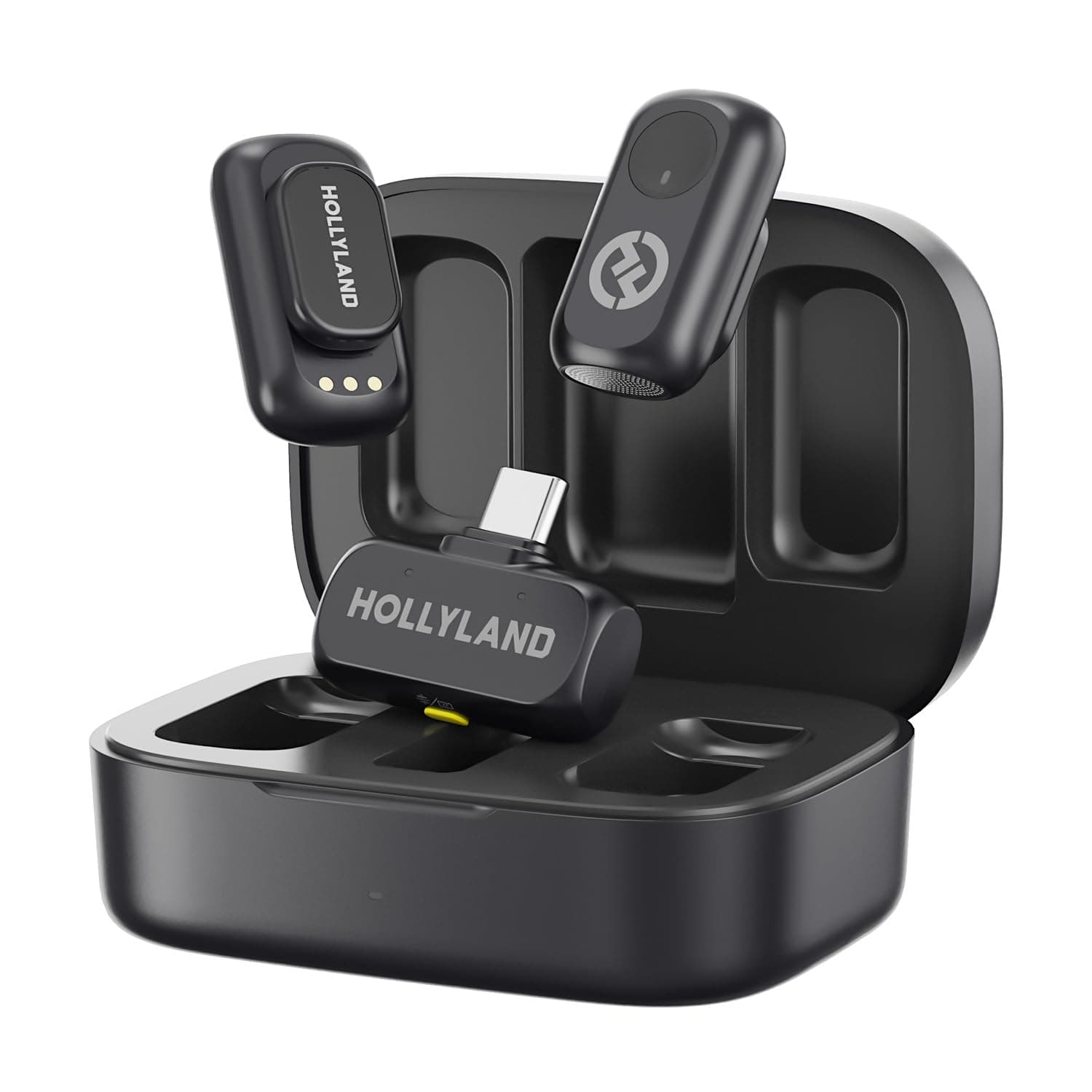 Hollyland Lark A1 (2TX+USB-C RX+Case) Micrófono Inalámbrico para vlog | Audio de Estudio Rico en Detalles, Conexión de 200m, Reducción de Ruido, Larga Autonomía, 48kHz/24Bit, para iPhone/USB-C