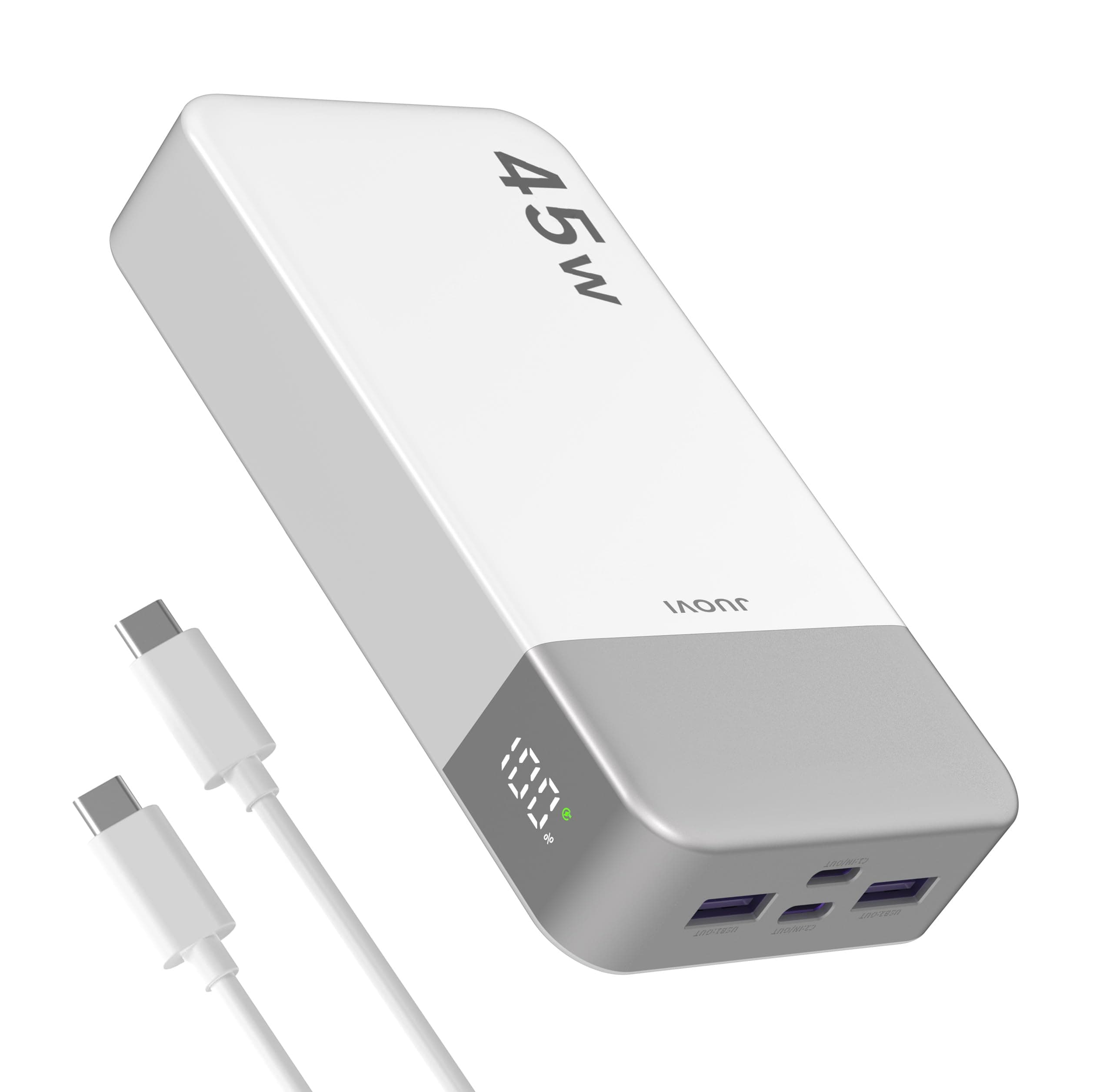 JUOVI J2621 Batterie Externe 45W 20000mAh Power Bank, Chargeur Externe Portable Charge Rapide PD 3.0 QC 4.0 USB-C in & Out Compatible avec Smartphone Tablette Ordinateur Portable