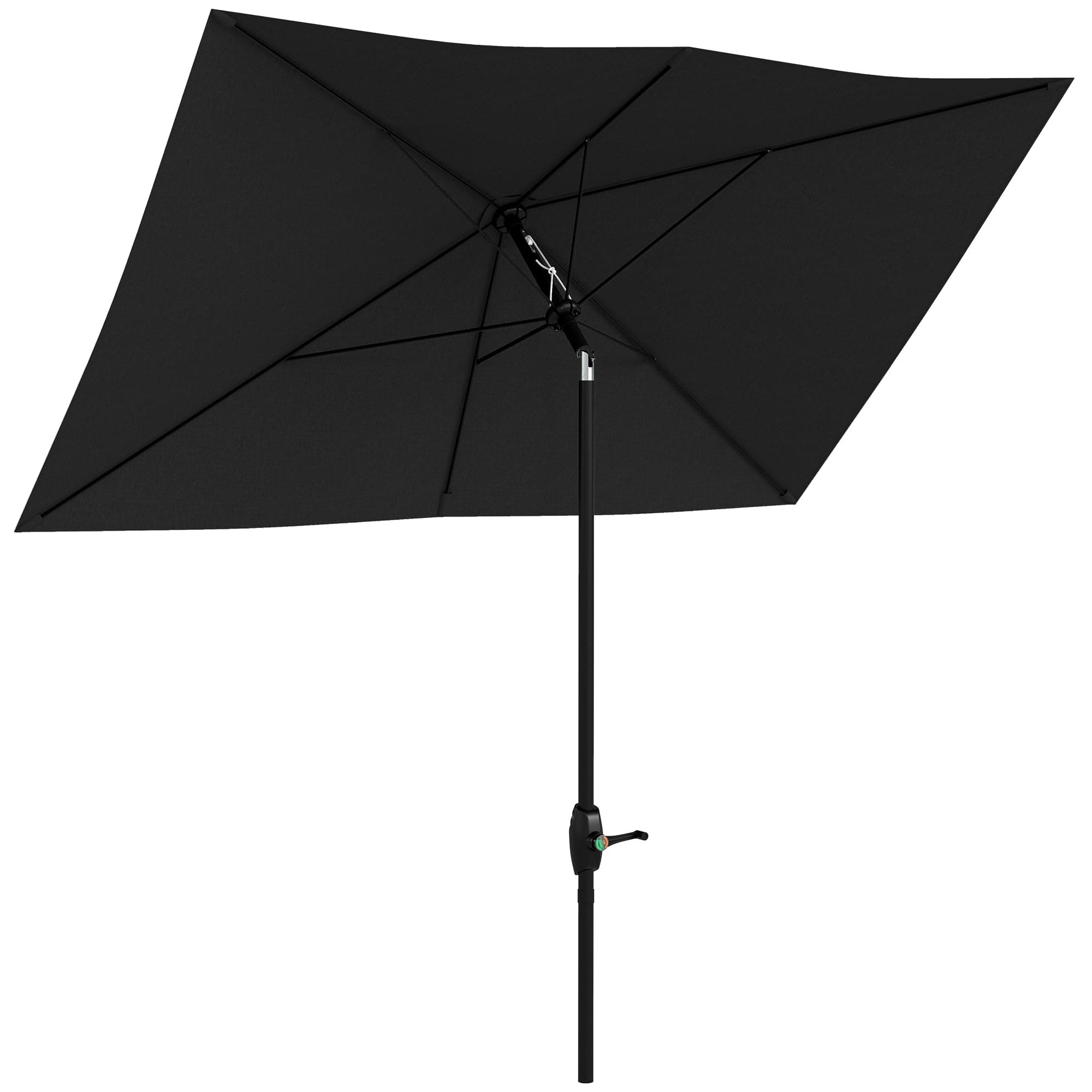 Outsunny Parasol de jardin Parasol droit rectangulaire inclinable 2 x 3 m avec manivelle toile polyester imperméabilisée haute densité 180 g/m² noir