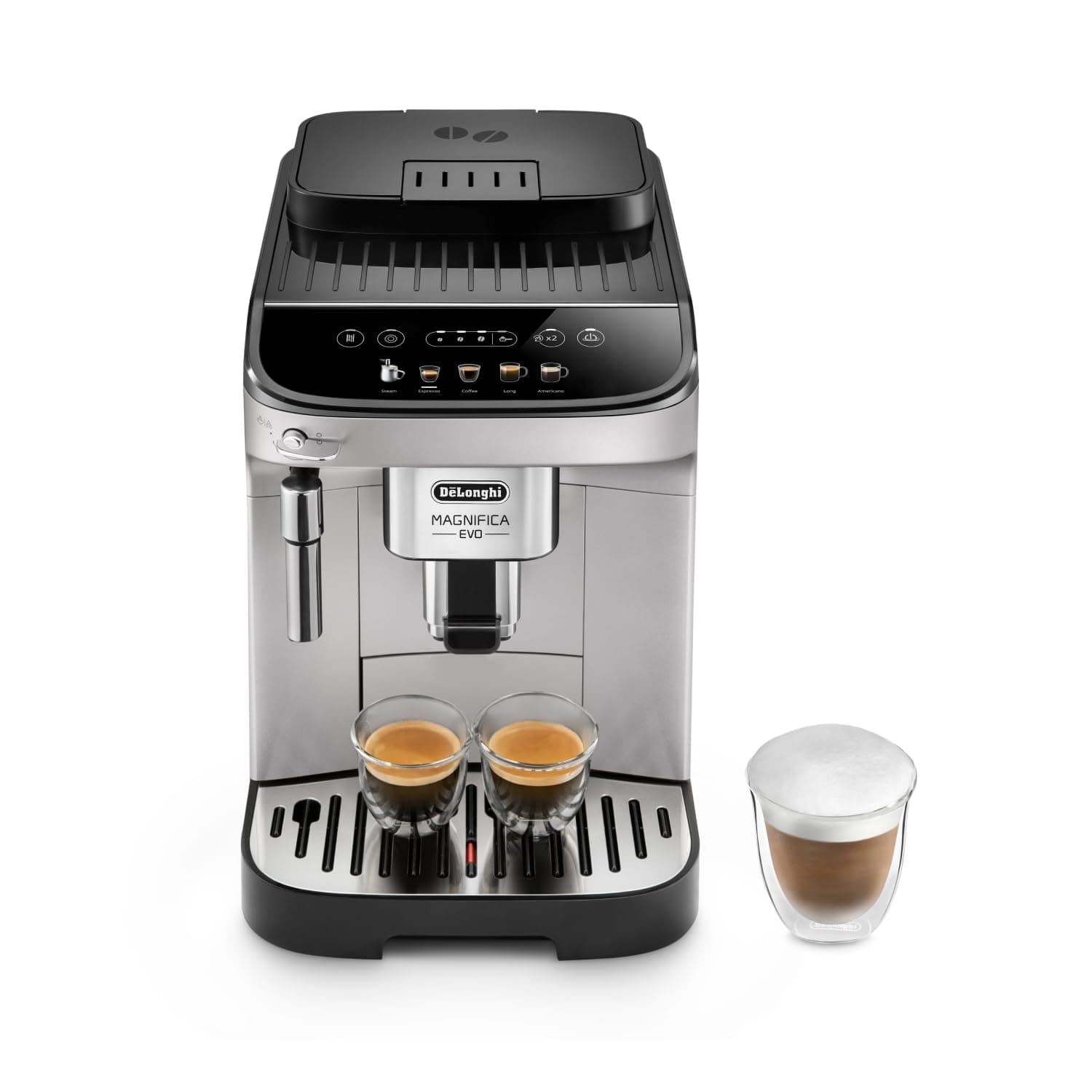 De'Longhi Magnifica Evo Cafetera Superatomática para Café y Cappuccino, ECAM292.33.SB, 4 Recetas, Plata