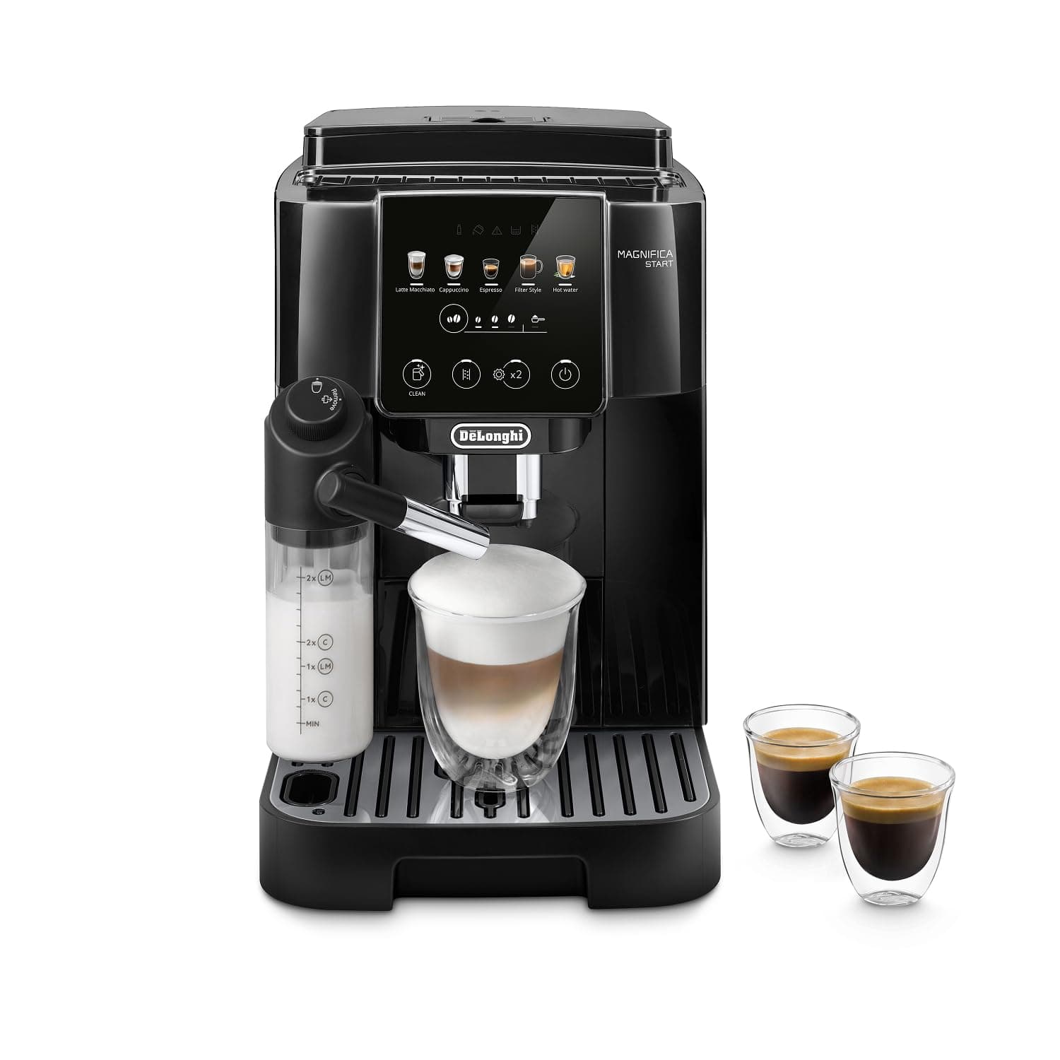 De’Longhi Magnifica Start - Cafetera Superautomática, LatteCrema Jarra de leche automática, 4 Bebidas One-Touch, Controles Soft Touch, Negro (ECAM220.91.B)