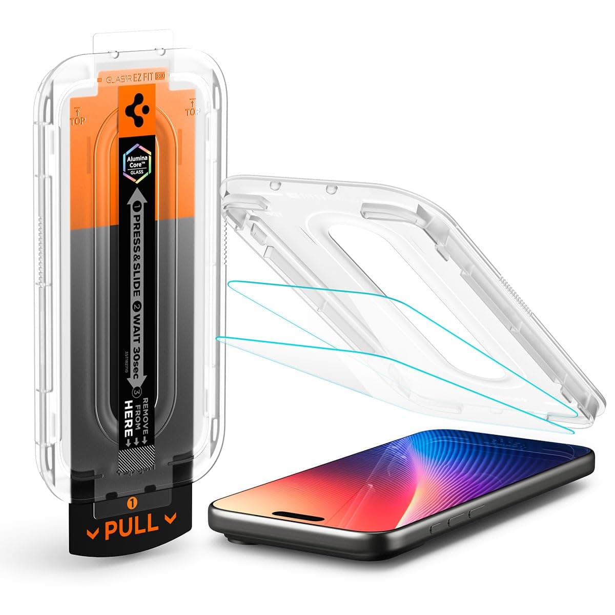 Spigen Glas.tR EZ Fit Pro Vetro Temperato compatibile con iPhone 17, iPhone 17 Pro/16 Pro, 2 Pezzi, Installazione Facile, Cristallino, Durezza 9H Pellicola prottetiva