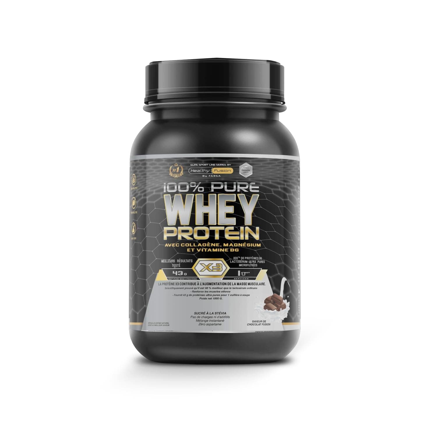 Healthy Fusion Whey Protein | 43 g/dose Protéine Whey Pure avec Collagène, Magnésium et Vitamine B6 | Augmente la masse musculaire, améliore l’entraînement et renforce les articulations | 1000 g