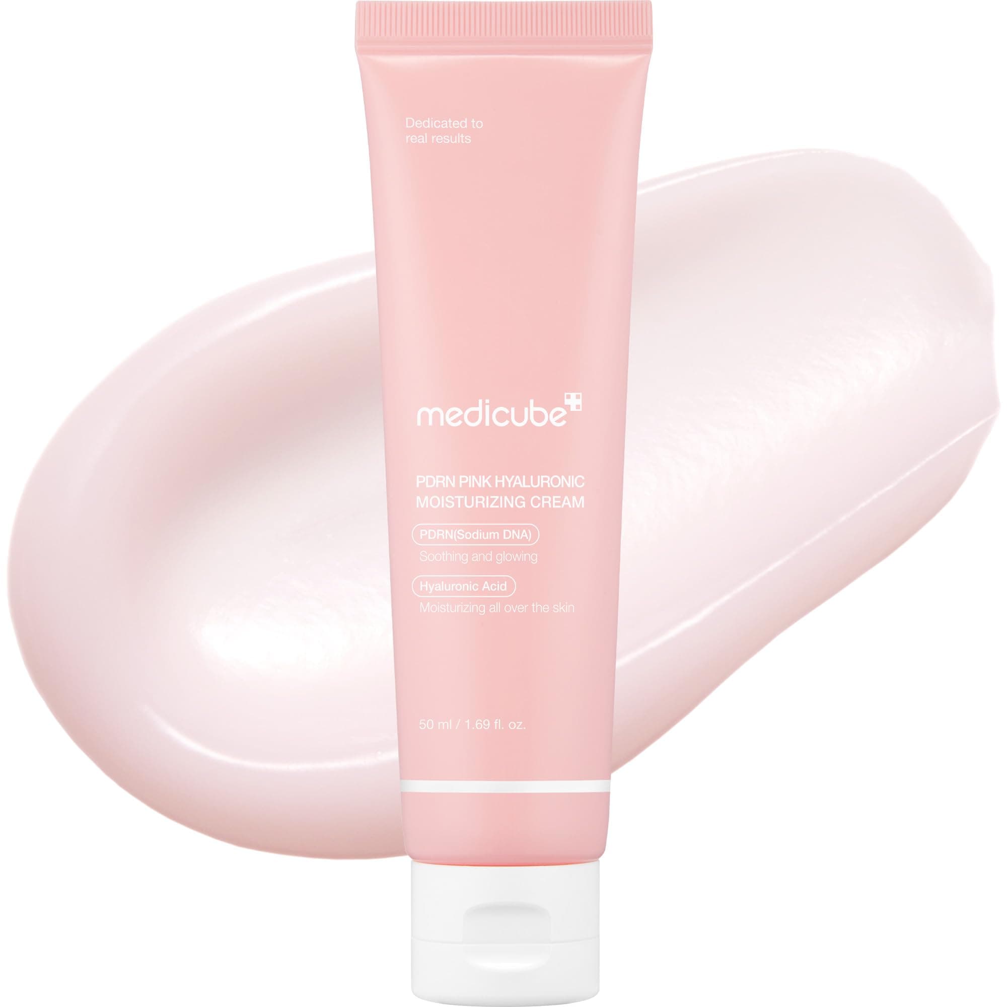 medicube Salmon Dna Pdrn Pink Hyaluronic Moisturizing Cream Blemish Relief & Hydrating Care stellt Hautelastizität und Glanz wieder her Koreanische Hautpflege. 50 ml/1.69 Fl.Oz.