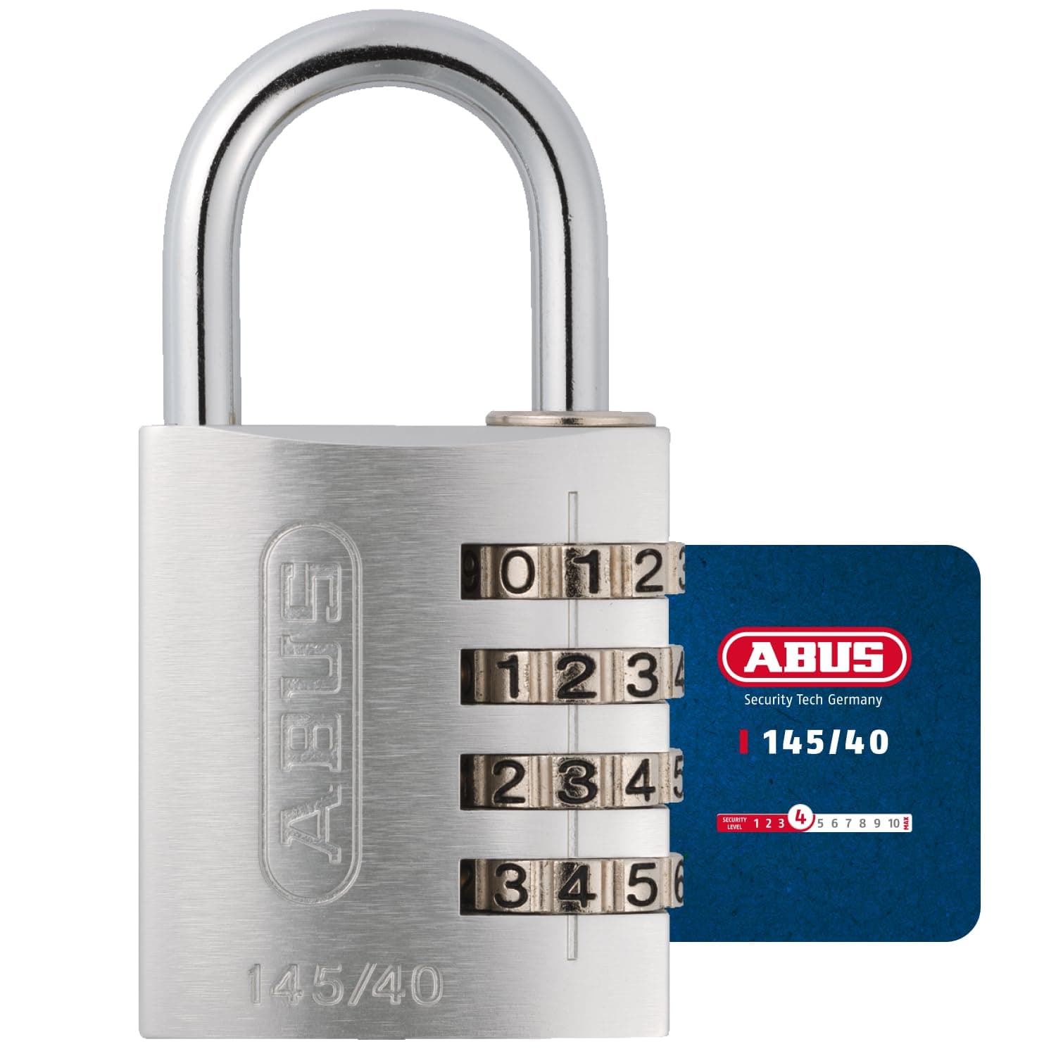 ABUS Zahlenschloss 145/40 Silber - Kofferschloss, Spindschloss u. v. m. - Aluminium-Vorhängeschloss - individuell einstellbarer Zahlencode - ABUS-Sicherheitslevel 4